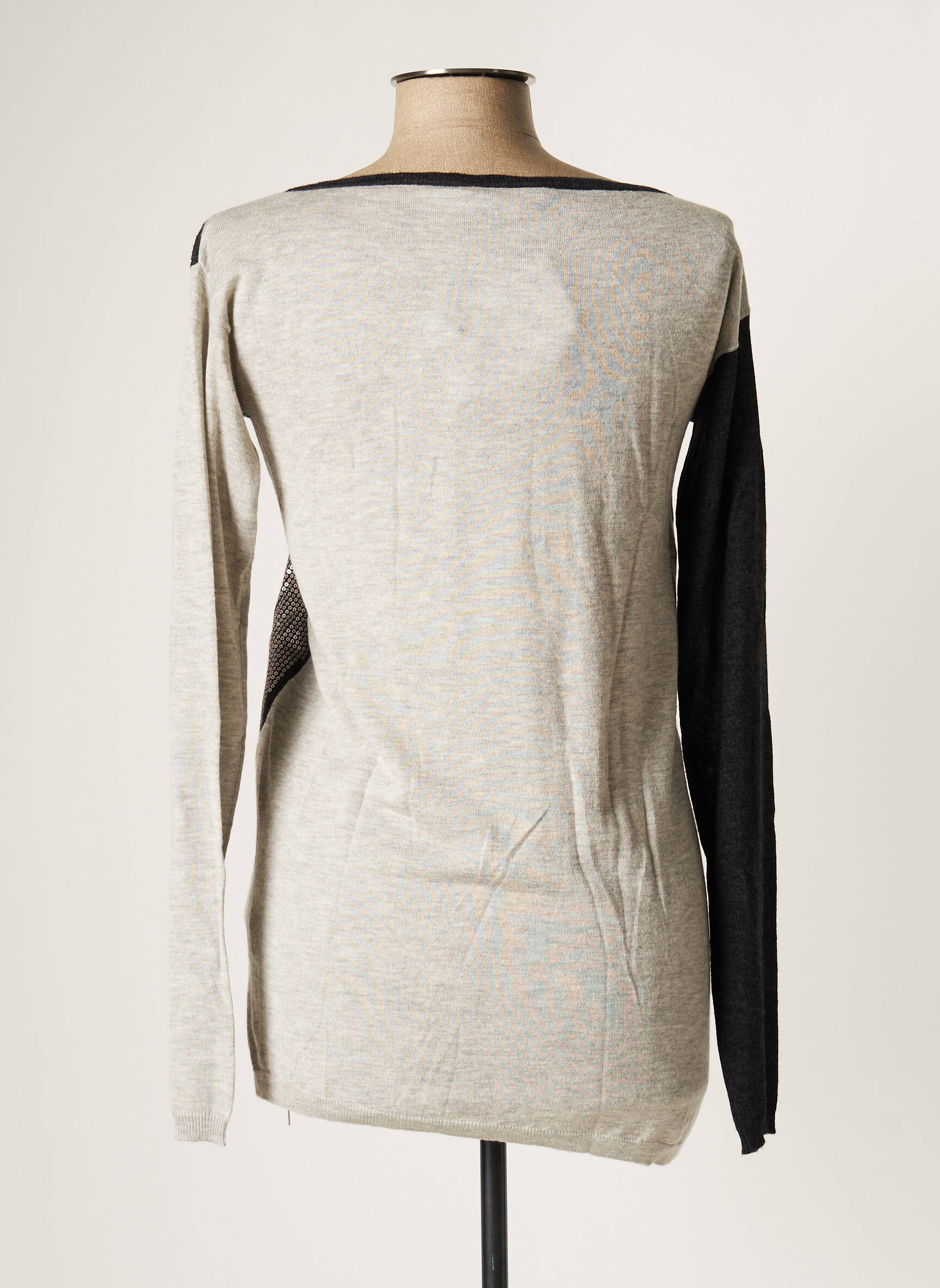 Tunikinis megztinis bordo kraštų apdaila ilgos rankovės pilka I BLUES moteris