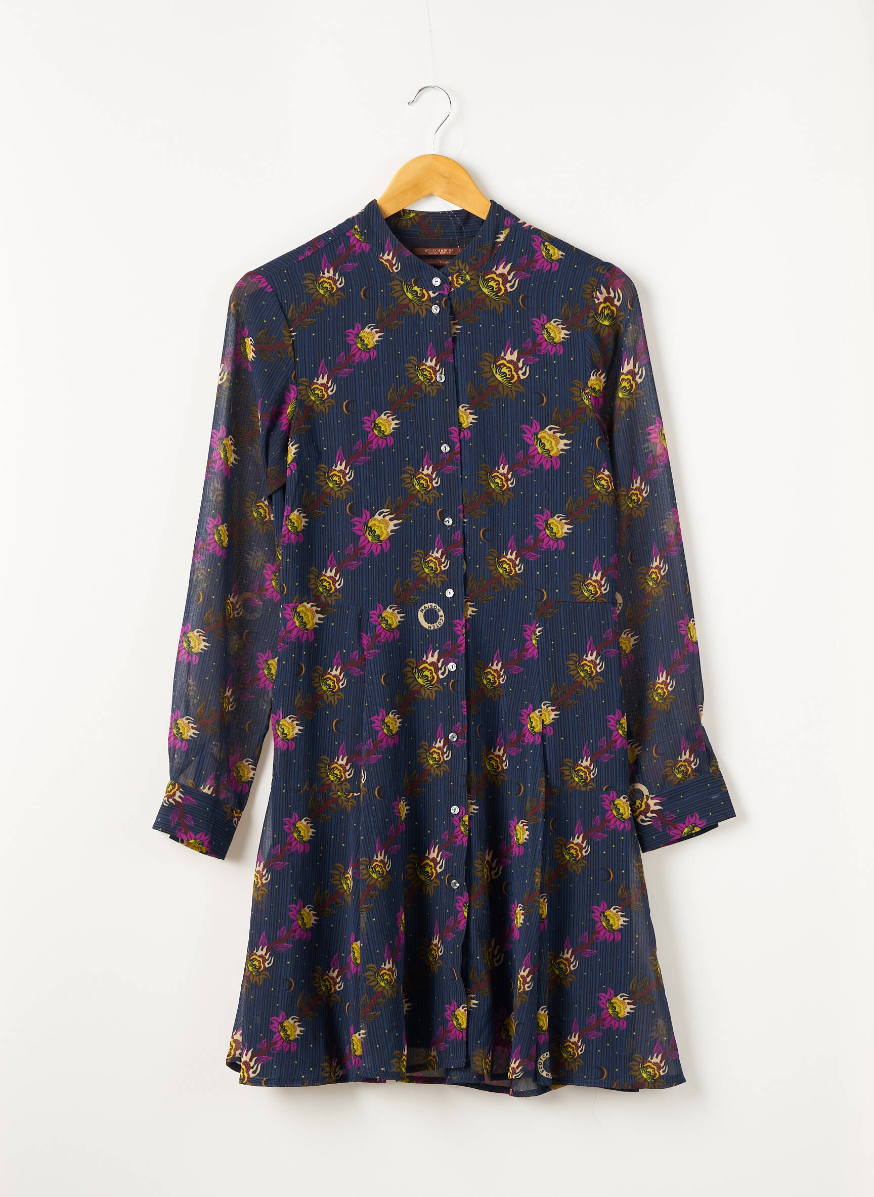 Pusilgių suknelė gėlių raštas ilgos rankovės mėlyna MAISON SCOTCH moteris