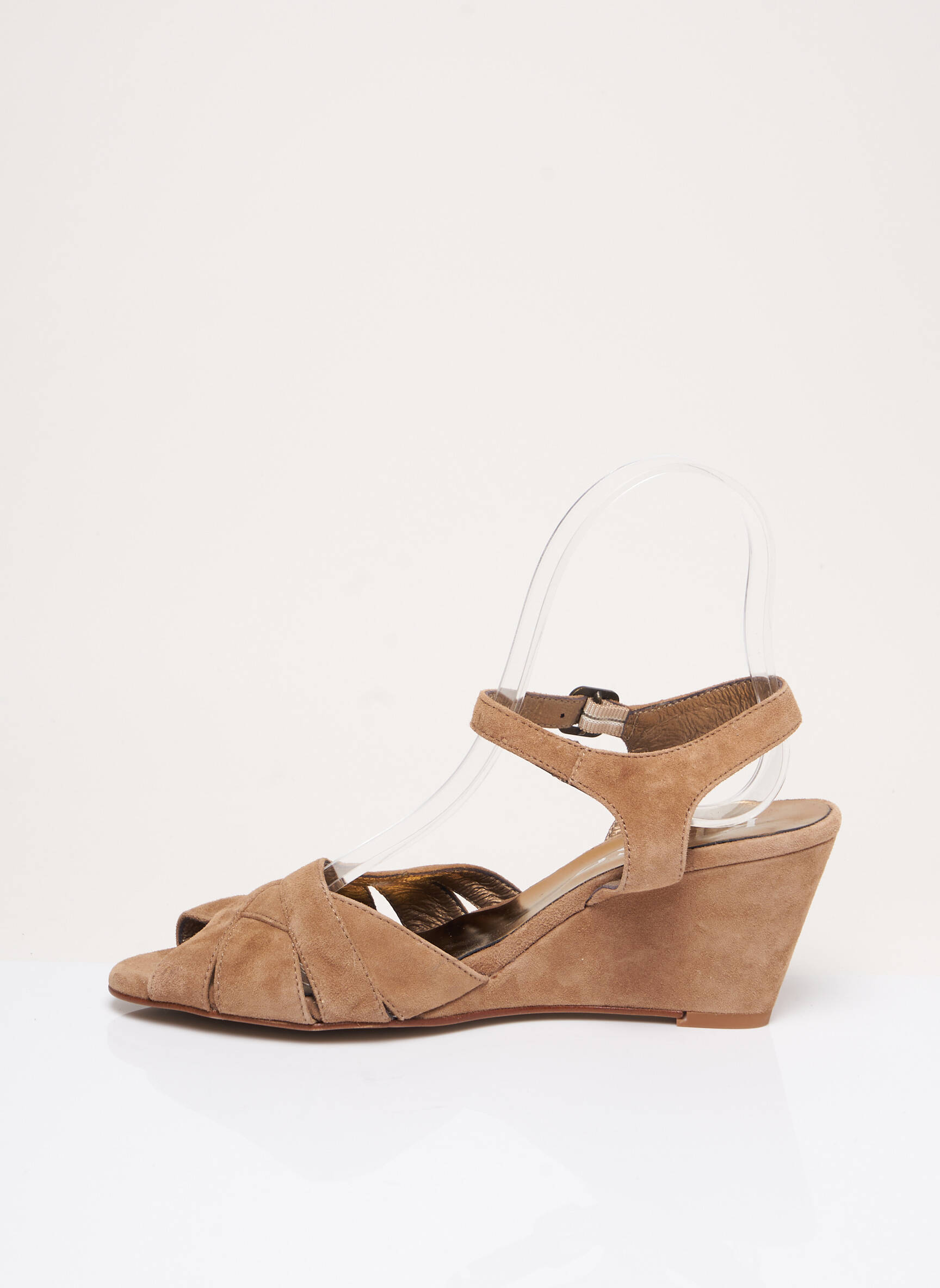 Sandalai/nu pėdos lygus medžiaga kulnas nuo 7 iki 9 cm rudas KESS moteris