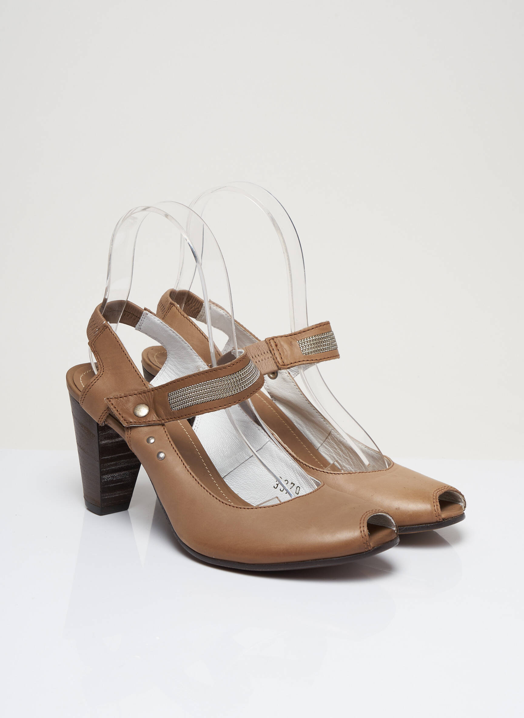 Sandalai/nu pėdos lygus medžiaga kulnas nuo 7 iki 9 cm rudas OXS moteris