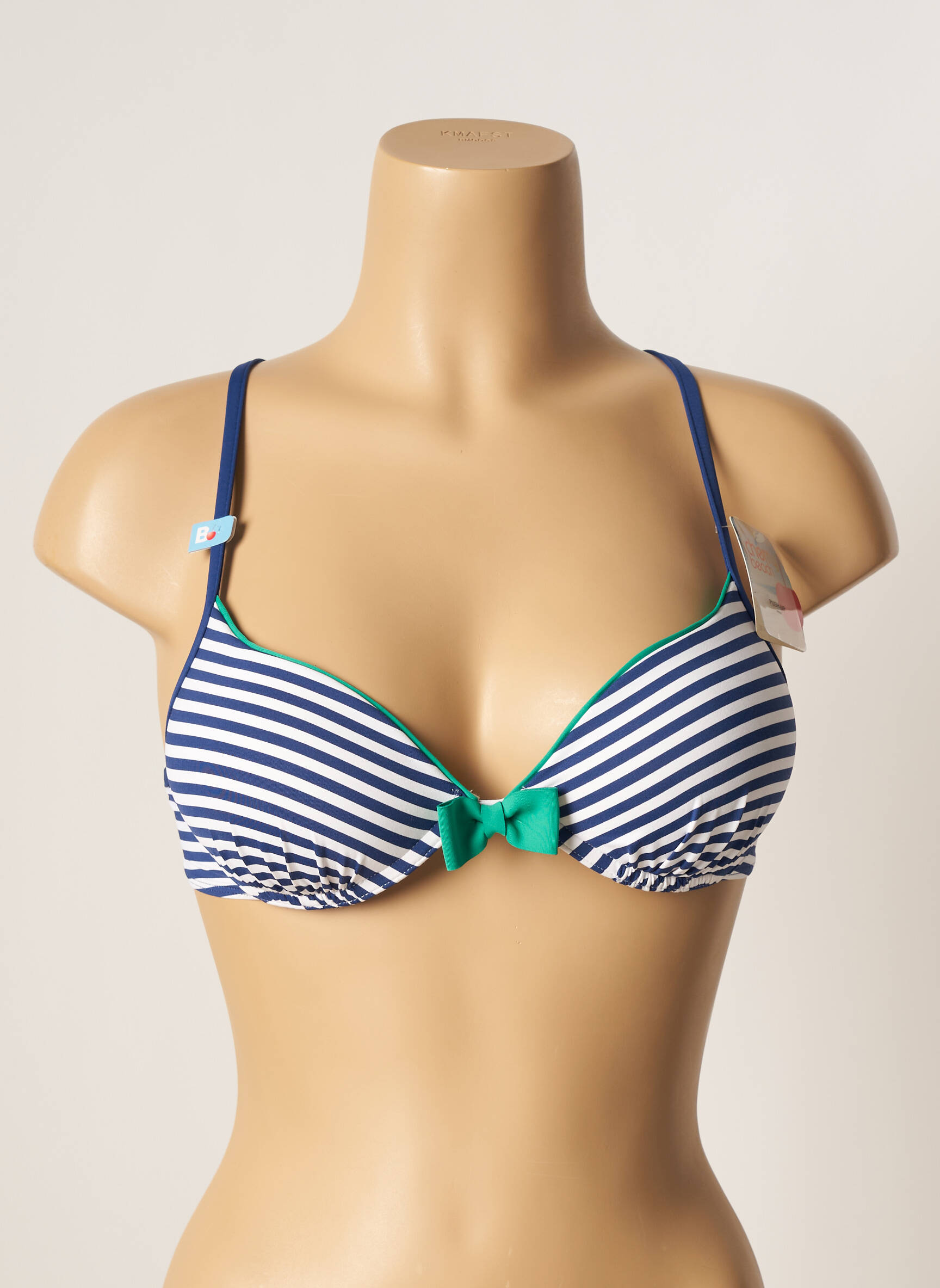 Maudymosi viršūnė tamprumas push-up liemenėlė su aukštu palaikymu mėlyna CHERRY BEACH moteris
