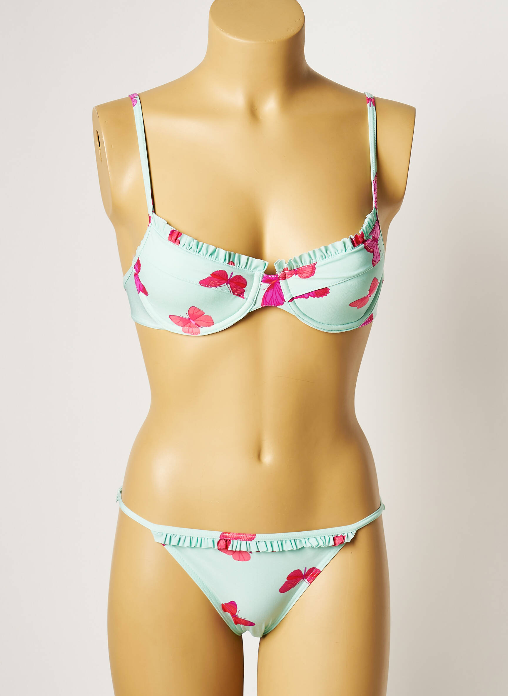 Dvivietis maudymosi kostiumėlis užsegimas su klipu formuojantis liemenėlė su aukštu palaikymu žalias MANUEL CANOVAS moteris