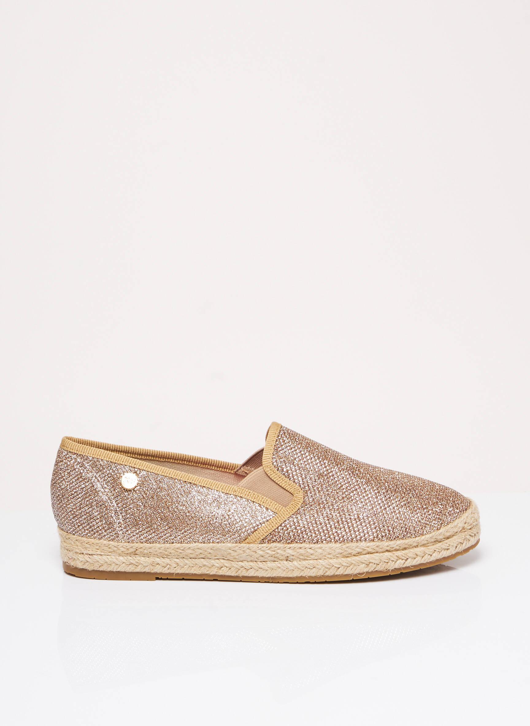 Espadrilės apvalus mygtukas plokščias kulnas iki 3 cm geltona XTI moteris