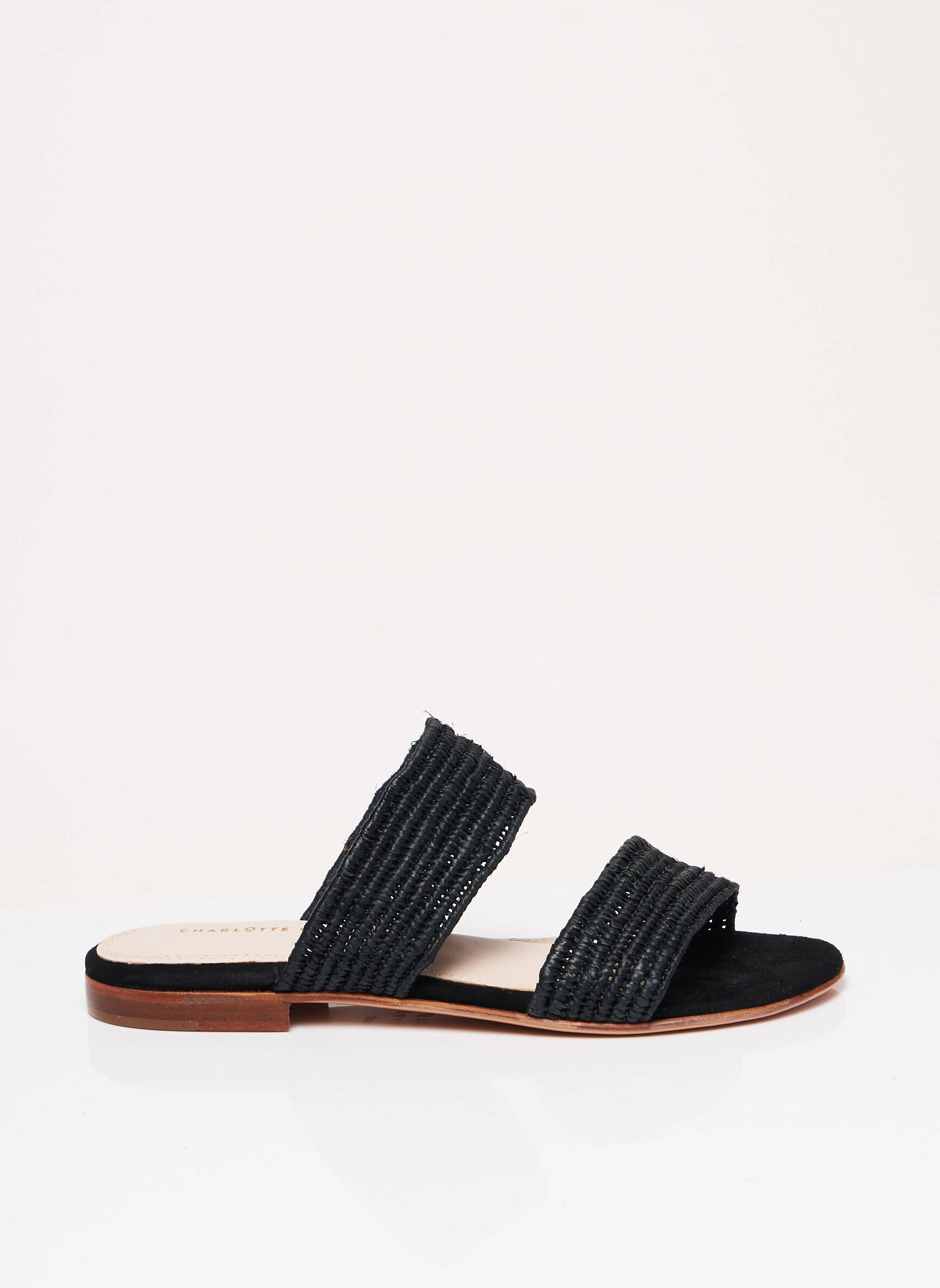 Mule/sabotai lygus audinys plokščias kulnas iki 3 cm juodas CHARLOTTE WOIVRE moteris