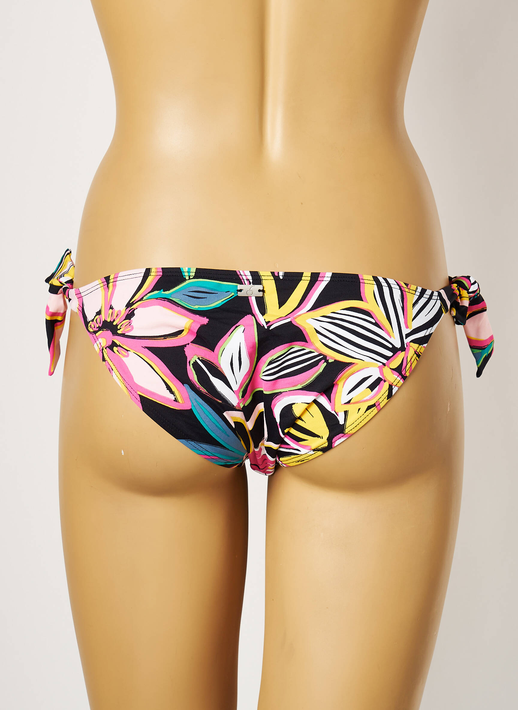 Maudymosi kelnaitės gėlių raštas bikini juodas CHERRY BEACH moteris