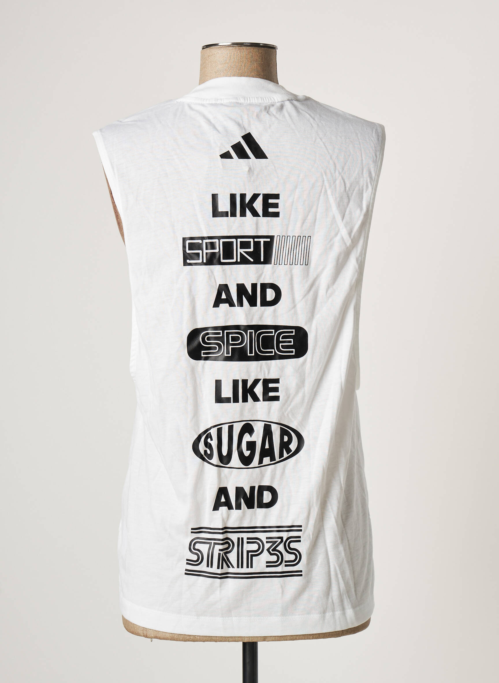 Marškiniai be rankovių sietspausdinimas be rankų baltas ADIDAS moteris