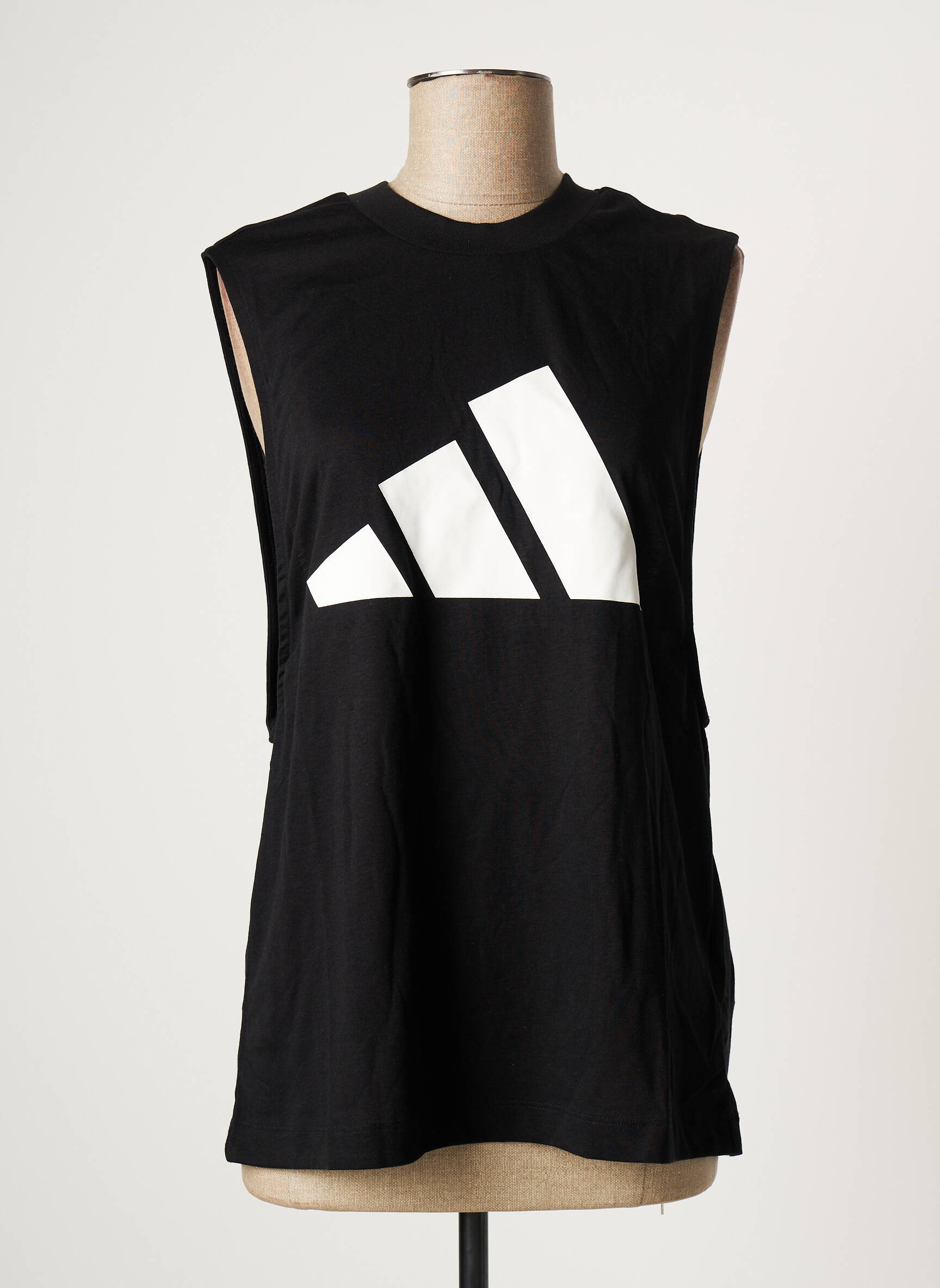 Marškiniai be rankovių sietspausdinimas be rankų juodas ADIDAS moteris