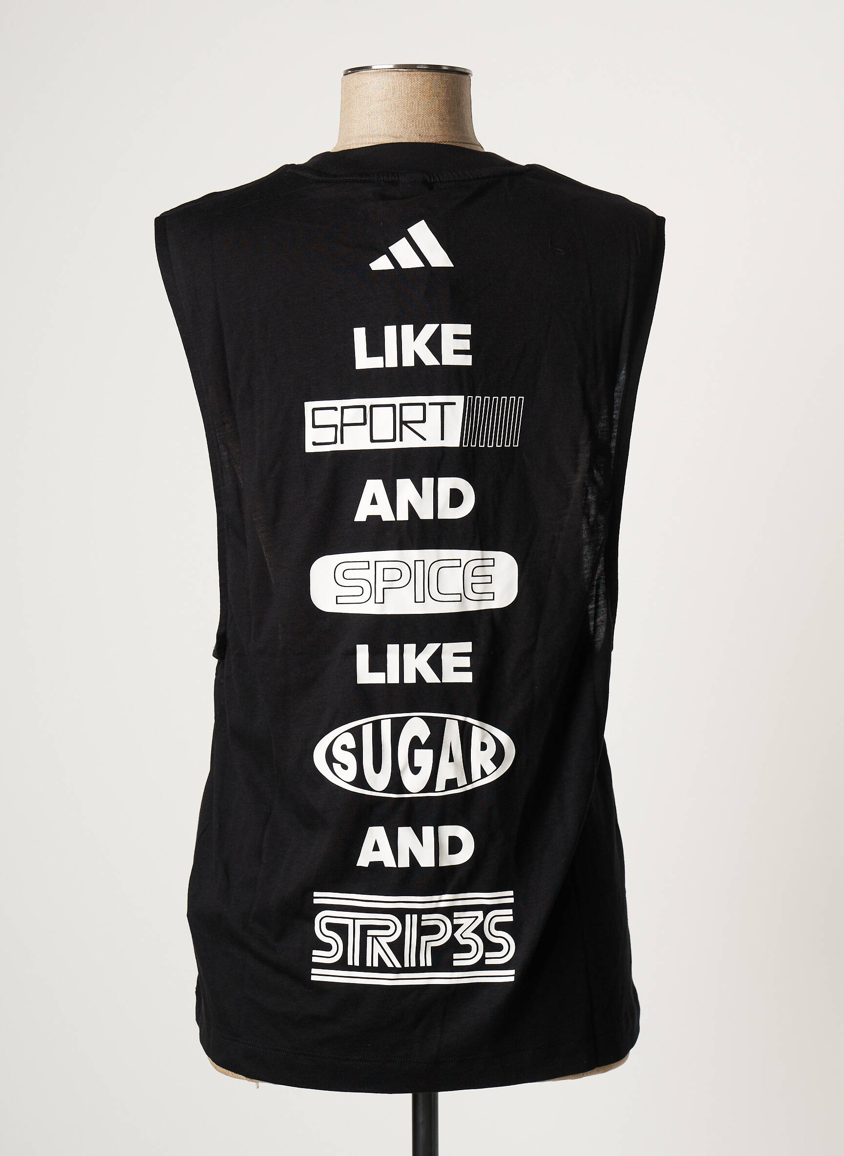 Marškiniai be rankovių sietspausdinimas be rankų juodas ADIDAS moteris