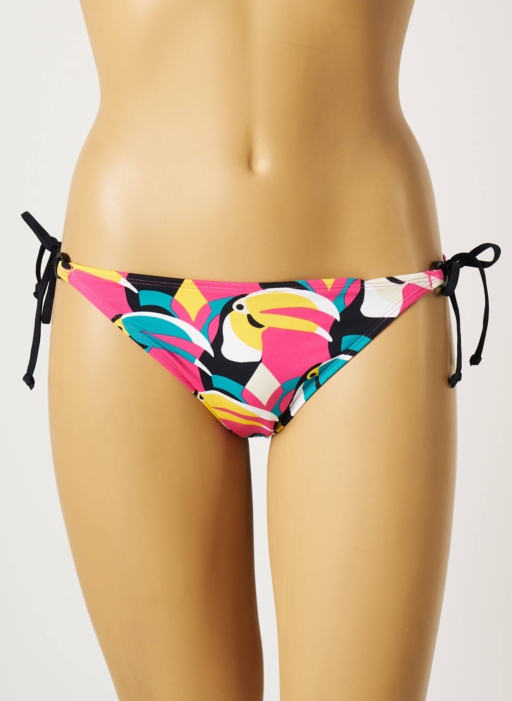 Maudymosi kelnaitės satino audinys bikini rožinė CHERRY BEACH moteris