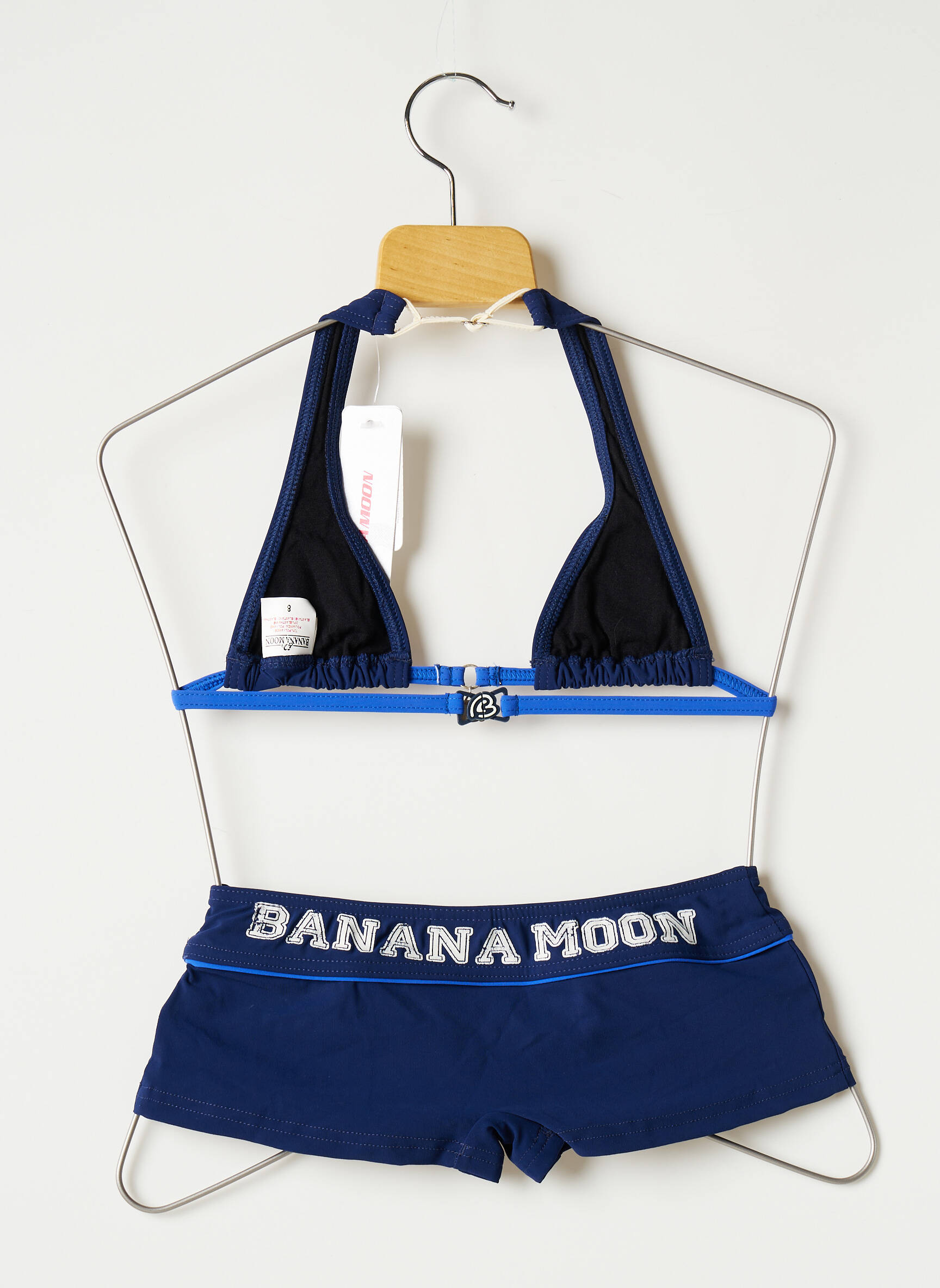 Dvivietis maudymosi kostiumėlis užsegimas su klipu mėlyna BANANA MOON mergina