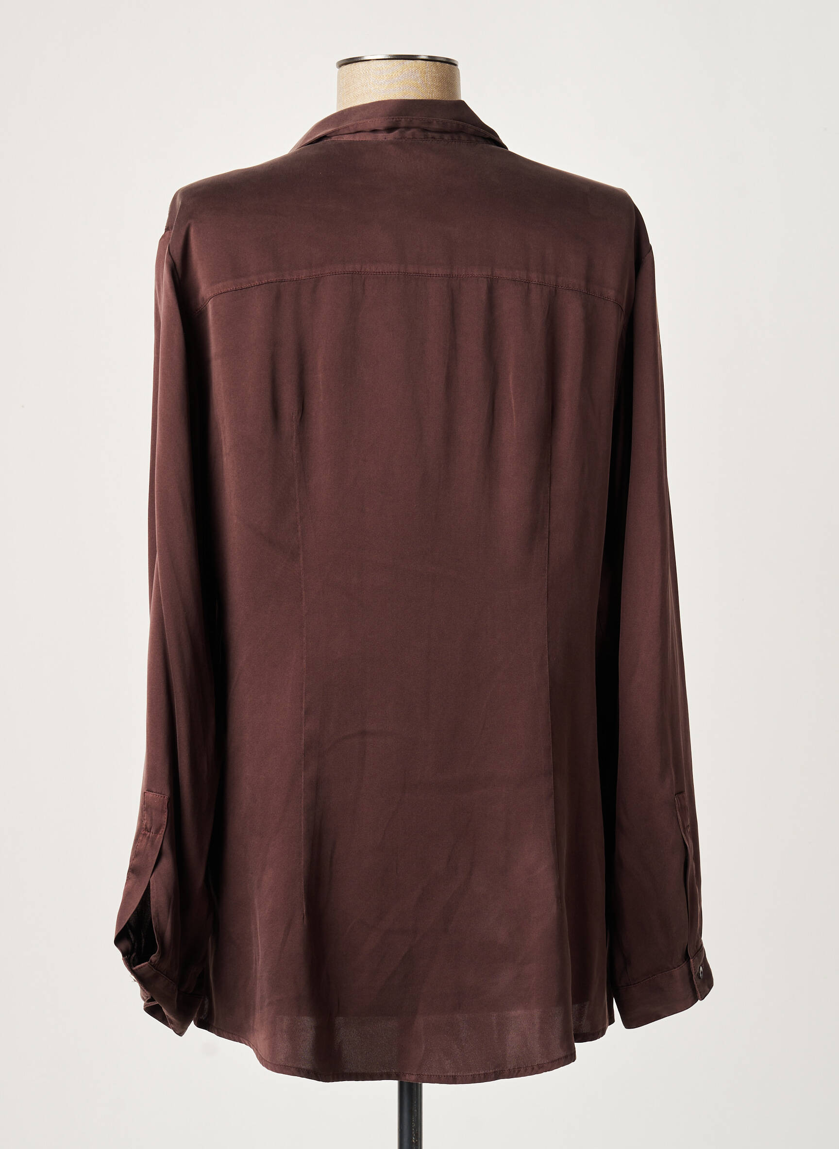 Moteriškas marškinys centrinė iškirptė ilgos rankovės rudas HER SHIRT moteris