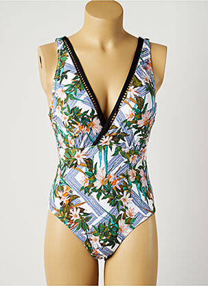 Vienos dalies maudymosi kostiumas satino efektas formuojantis liemenėlė su aukštu palaikymu mėlyna MOONTIDE moteris
