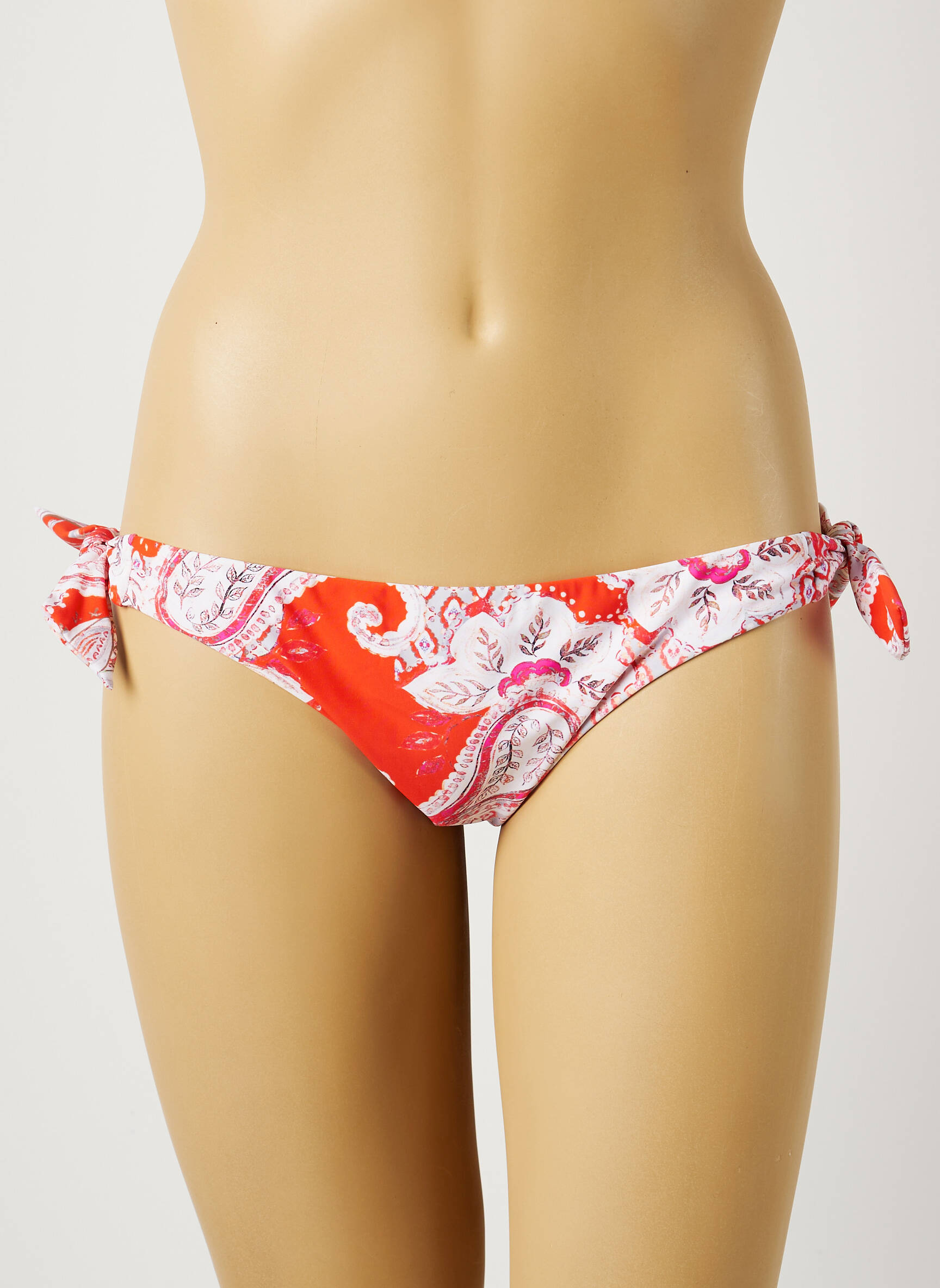 Maudymosi kelnaitės užsegimas su raišteliais bikini oranžinė MOONTIDE moteris
