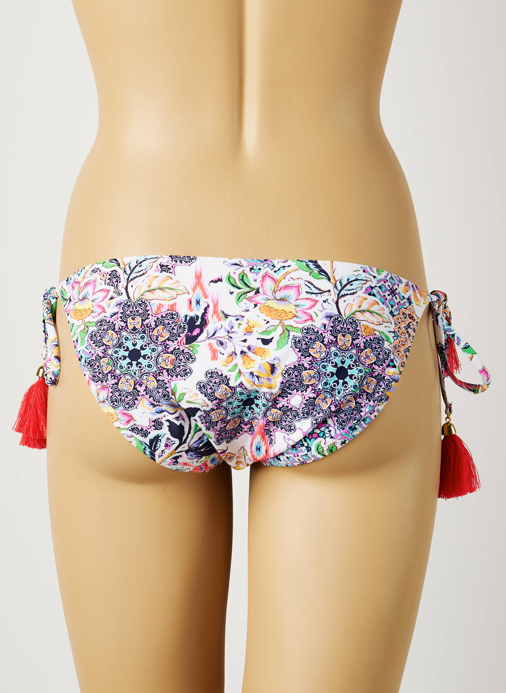 Maudymosi kelnaitės užsegimas su raišteliais bikini baltas MOONTIDE moteris