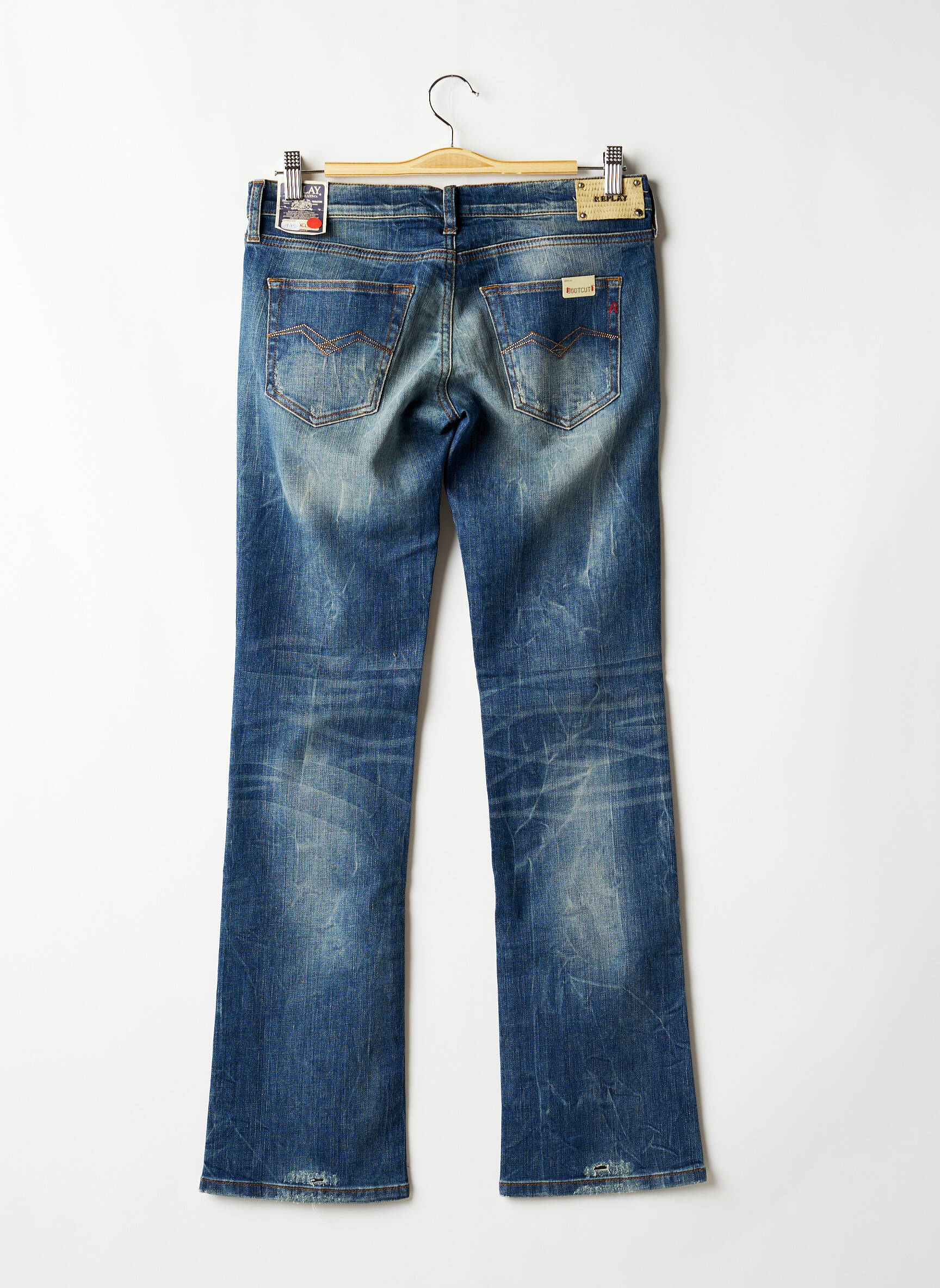 Bootcut džinsai denimo pasirinkimas maža dydžio mėlyna REPLAY moteris