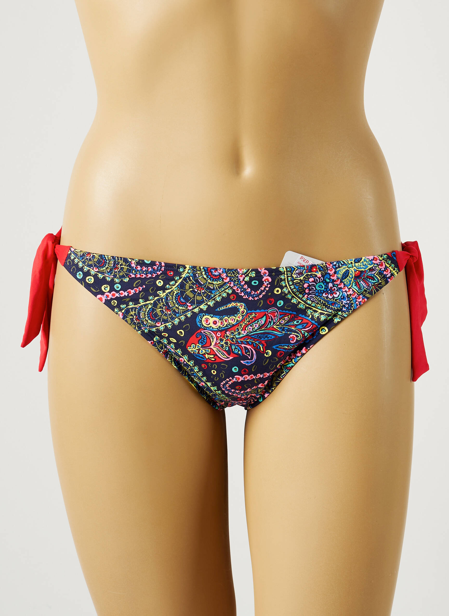 Maudymosi kelnaitės satino efektas bikini mėlyna CHERRY BEACH moteris