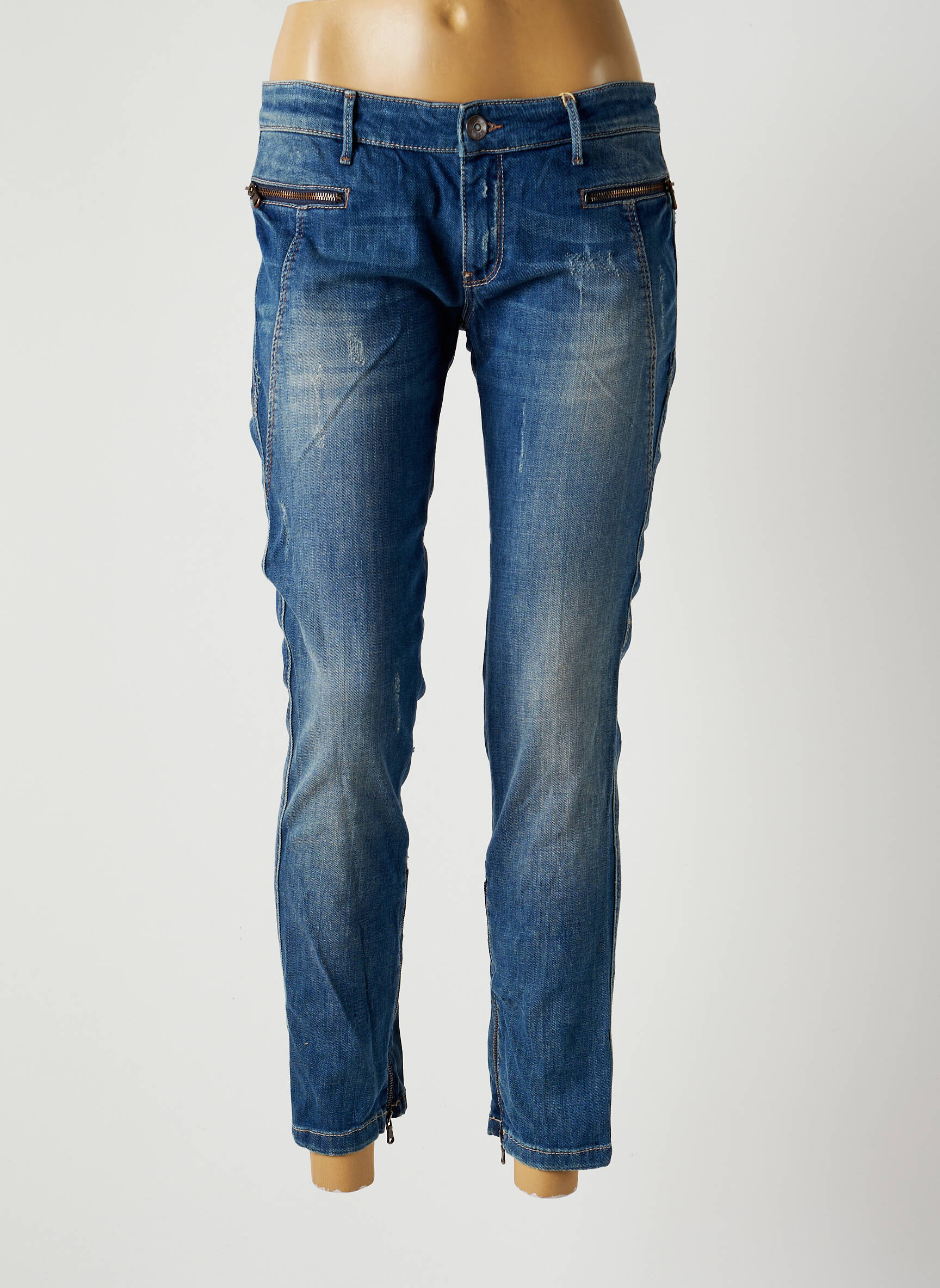 7/8 kelnės uždarymas su užtrauktuku po mygtuku uždengimu maža dydžio mėlyna NVY DENIM moteris