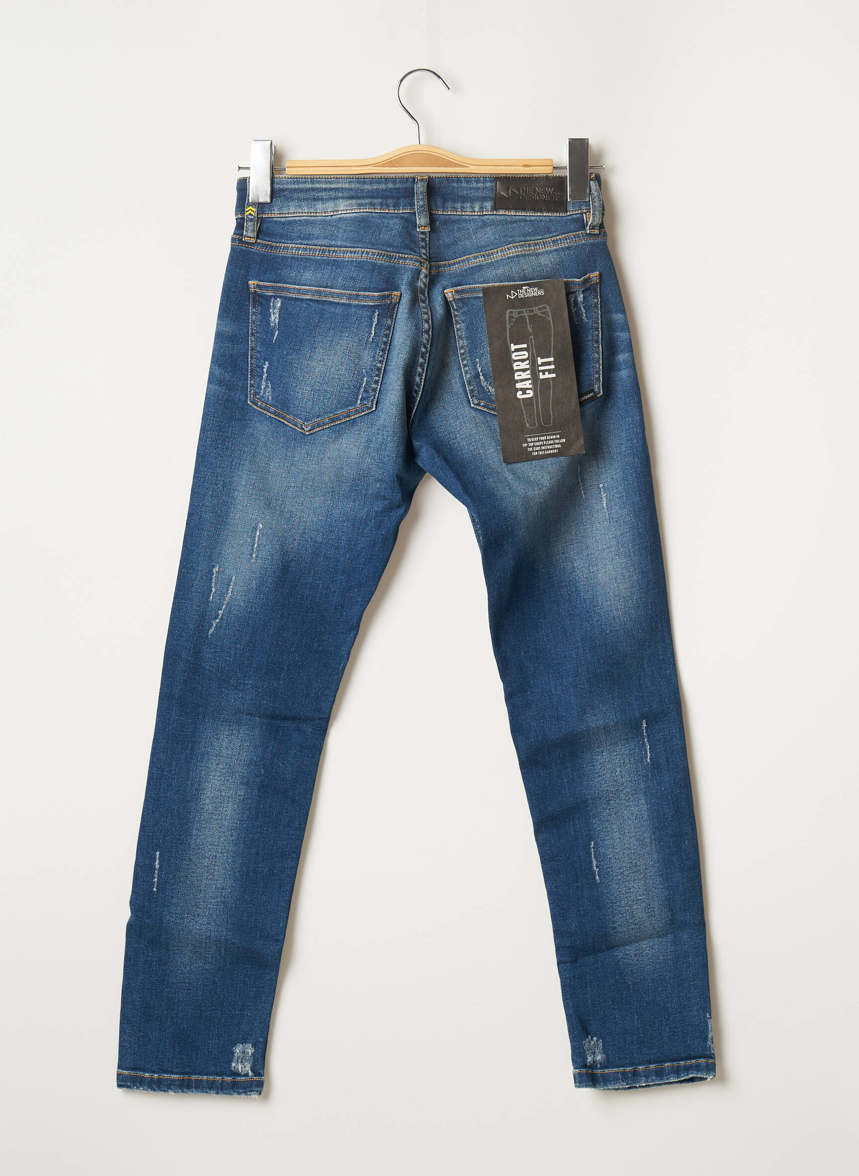 Tiesios kirpimo džinsai nusidėvėjęs ir išblukęs efektas normala dydis mėlyna THE NEW DESIGNERS ! moteris