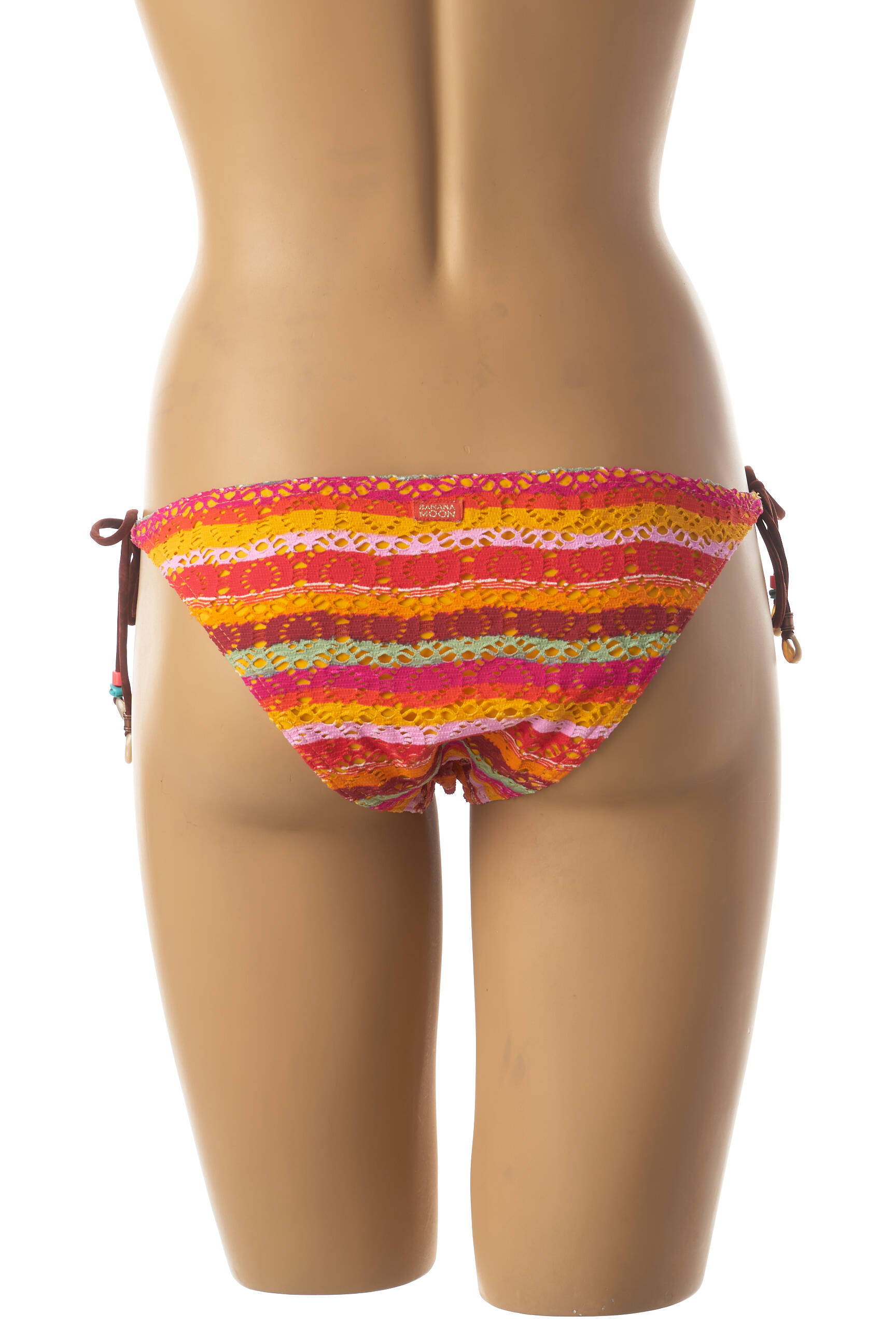 Maudymosi kelnaitės užsegimas su raišteliais bikini oranžinė BANANA MOON moteris