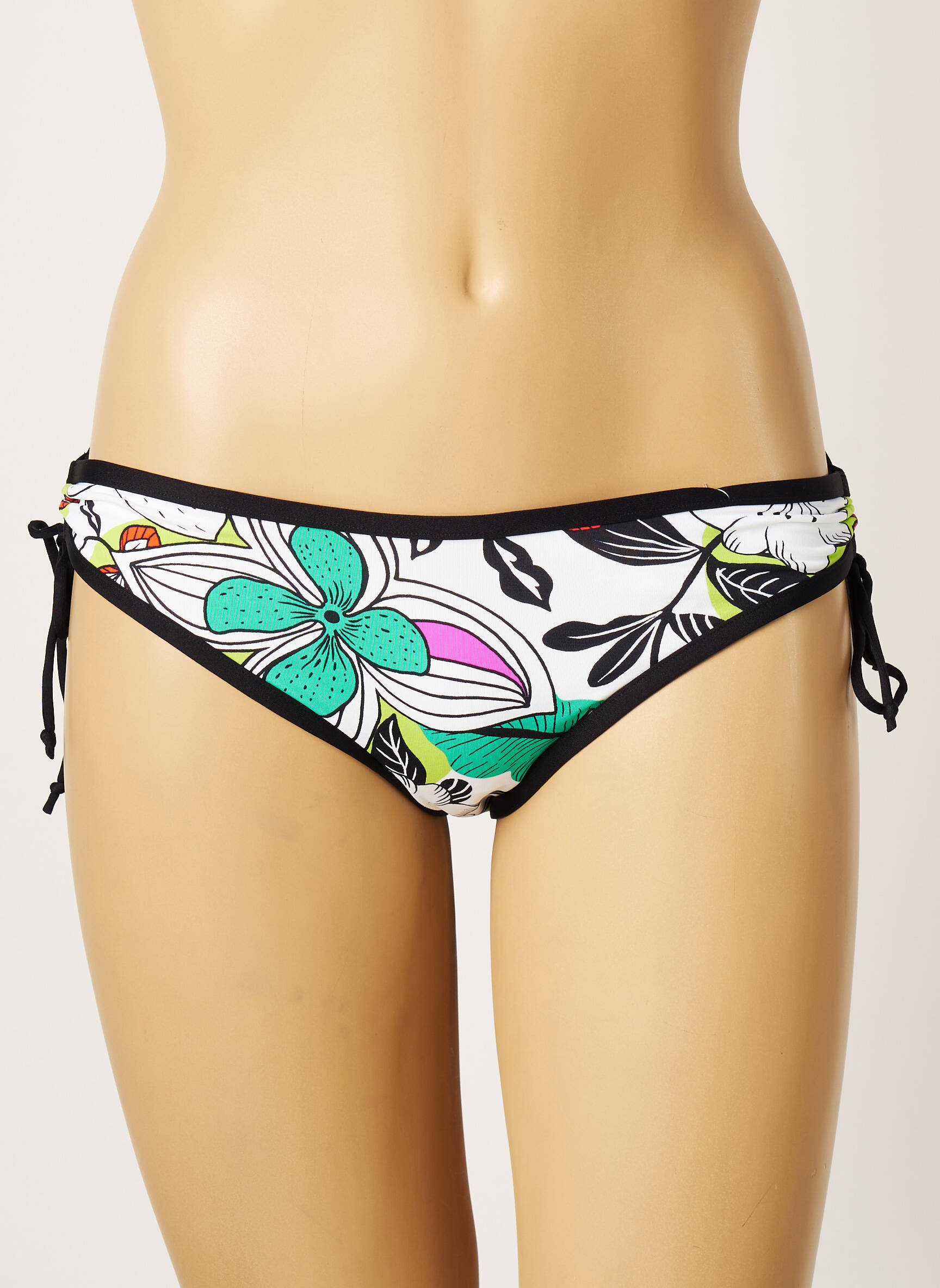 Maudymosi kelnaitės gėlių raštas bikini baltas CHERRY BEACH moteris