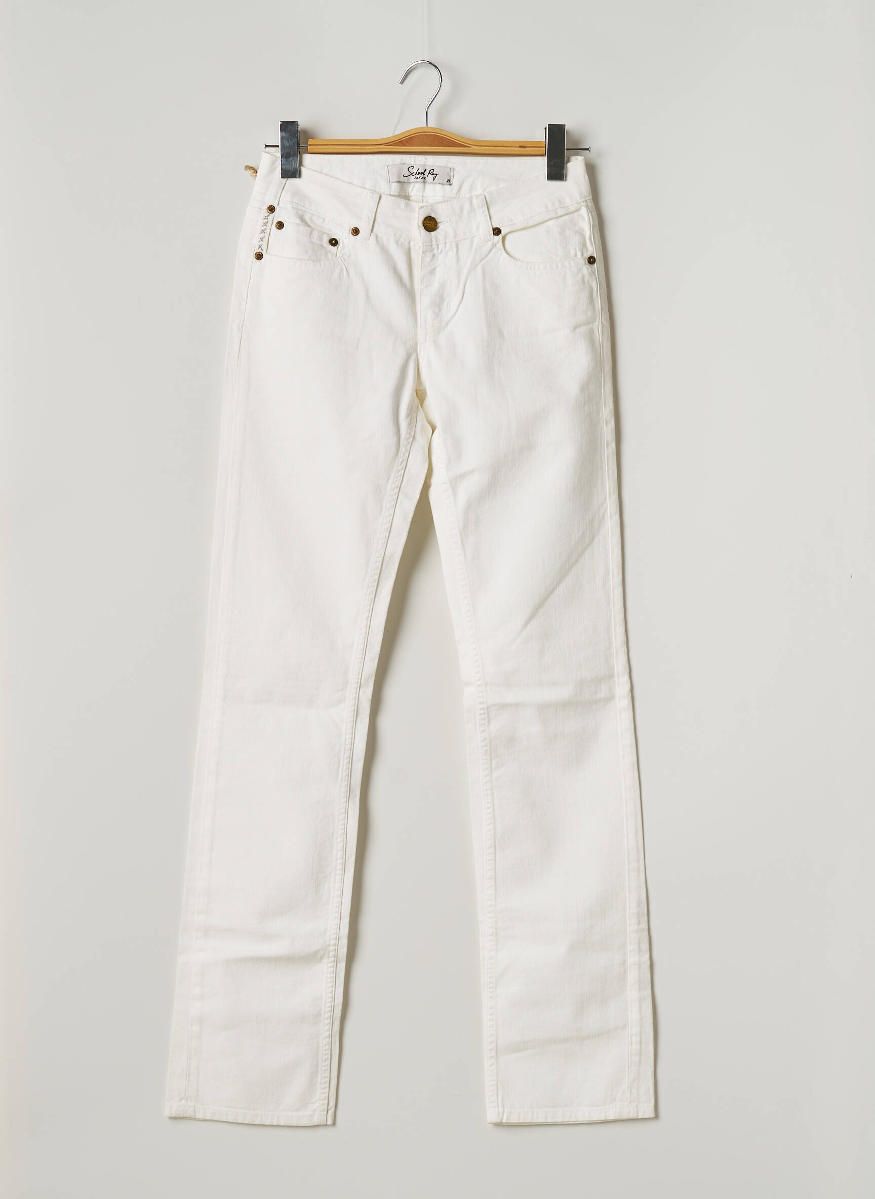 Tiesios kirpimo džinsai maža dydžio maža dydžio baltas SCHOOL RAG moteris