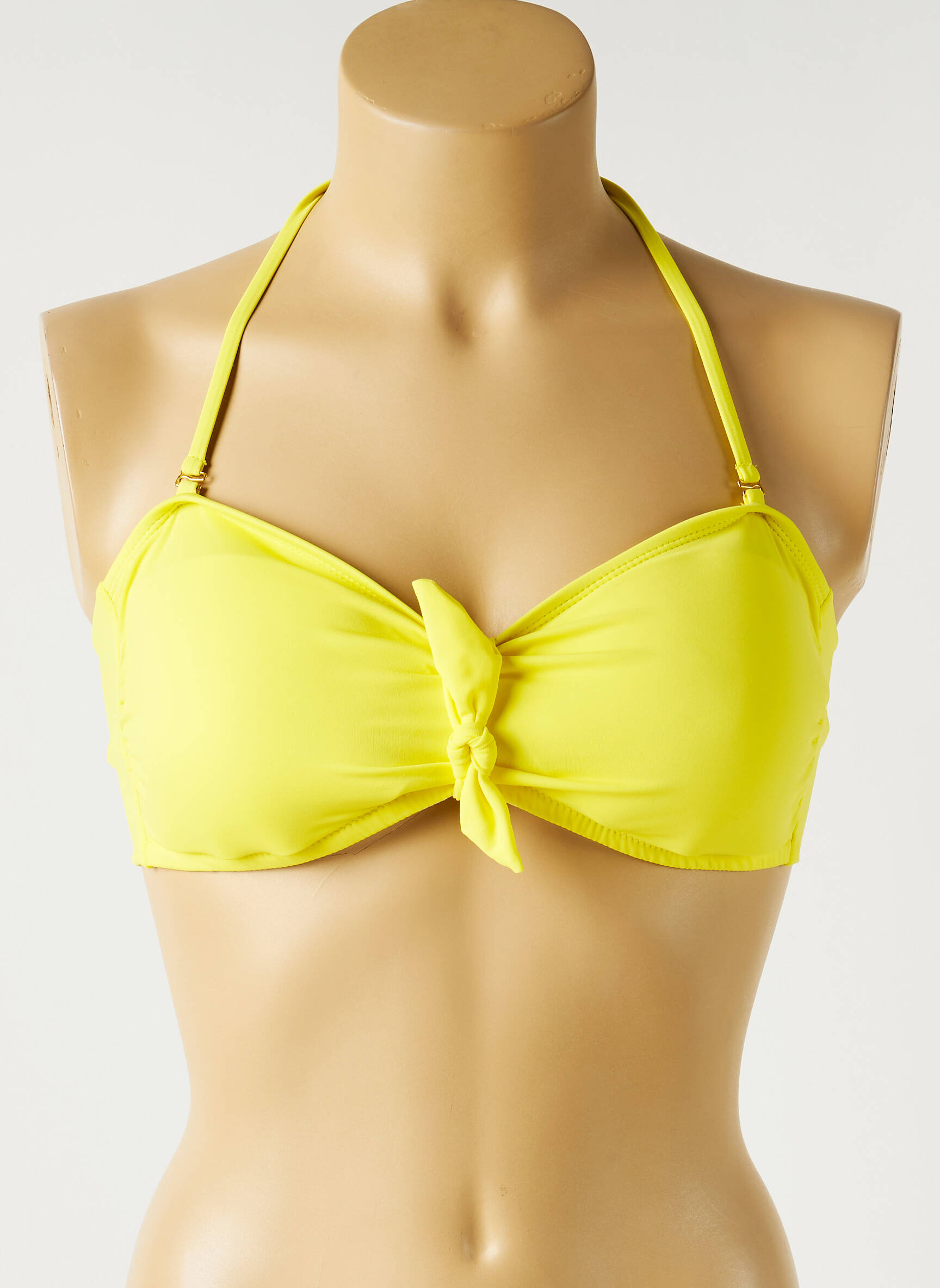 Maudymosi viršūnė užsegimas su raišteliais liemenėlė su išimamu putų paminkštinimu geltona MON PETIT BIKINI moteris