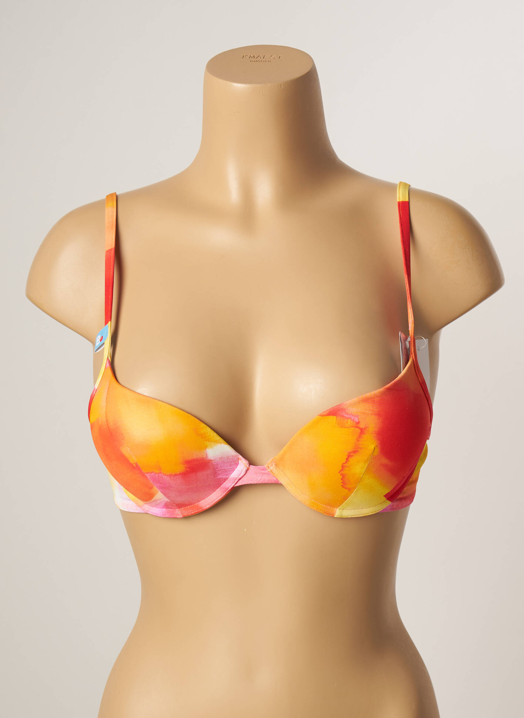 Maudymosi viršūnė tamprumas push-up liemenėlė su aukštu palaikymu oranžinė CHERRY BEACH moteris
