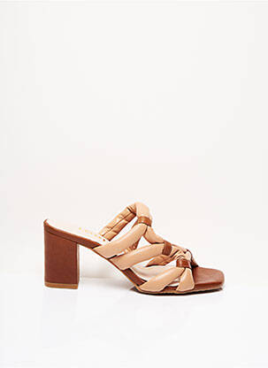 Mule/sabotai lygus medžiaga kulnas nuo 7 iki 9 cm rudas LODI moteris