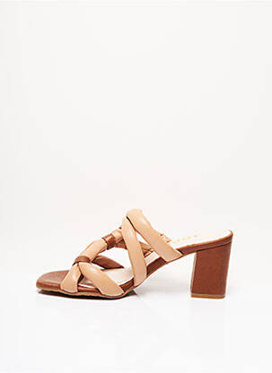Mule/sabotai lygus medžiaga kulnas nuo 7 iki 9 cm rudas LODI moteris