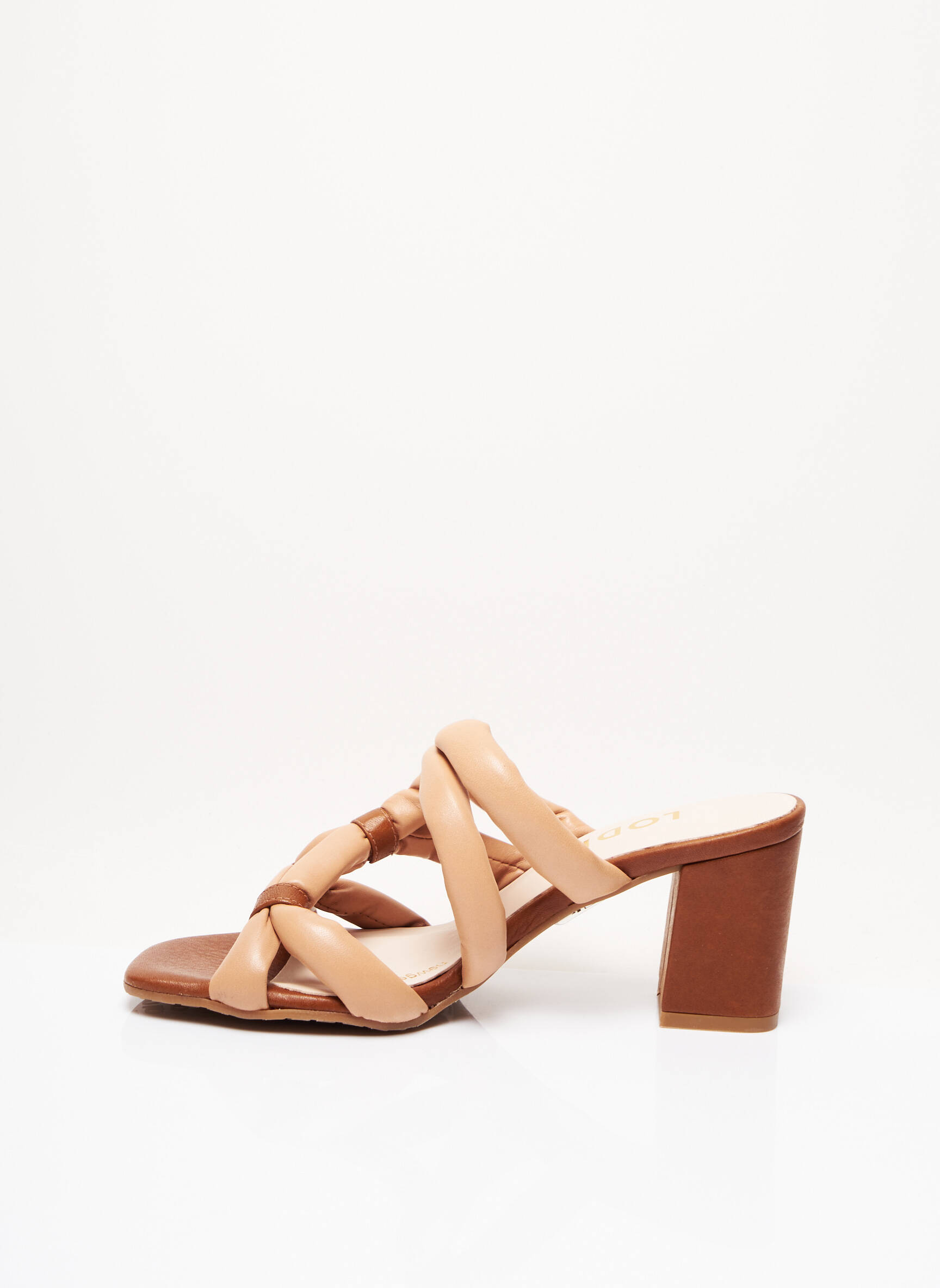 Mule/sabotai lygus medžiaga kulnas nuo 7 iki 9 cm rudas LODI moteris