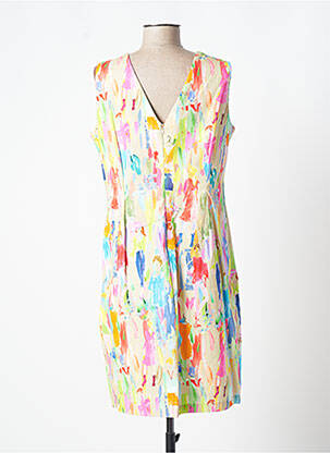 Pusilgių suknelė fantazijos raštas be rankų geltona PAUL BRIAL moteris