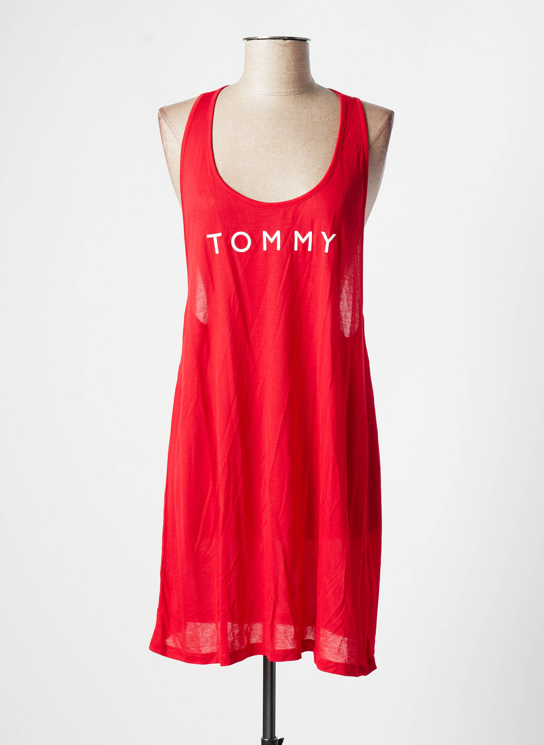 Trumpa suknelė sklandi forma be rankų raudona TOMMY HILFIGER moteris