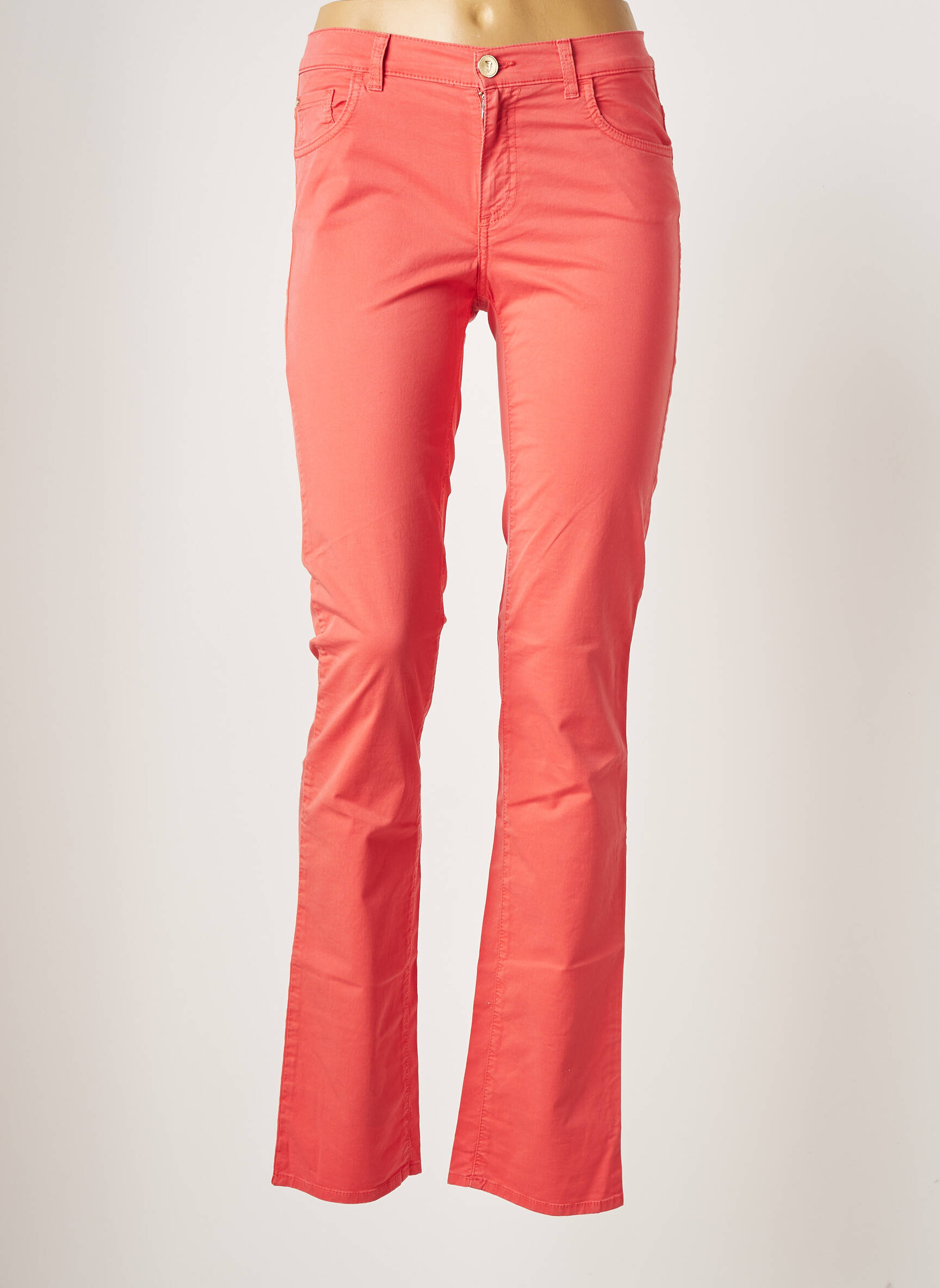 Tiesi kelnė uždarymas su užtrauktuku po mygtuku uždengimu normala dydis oranžinė TRUSSARDI JEANS moteris