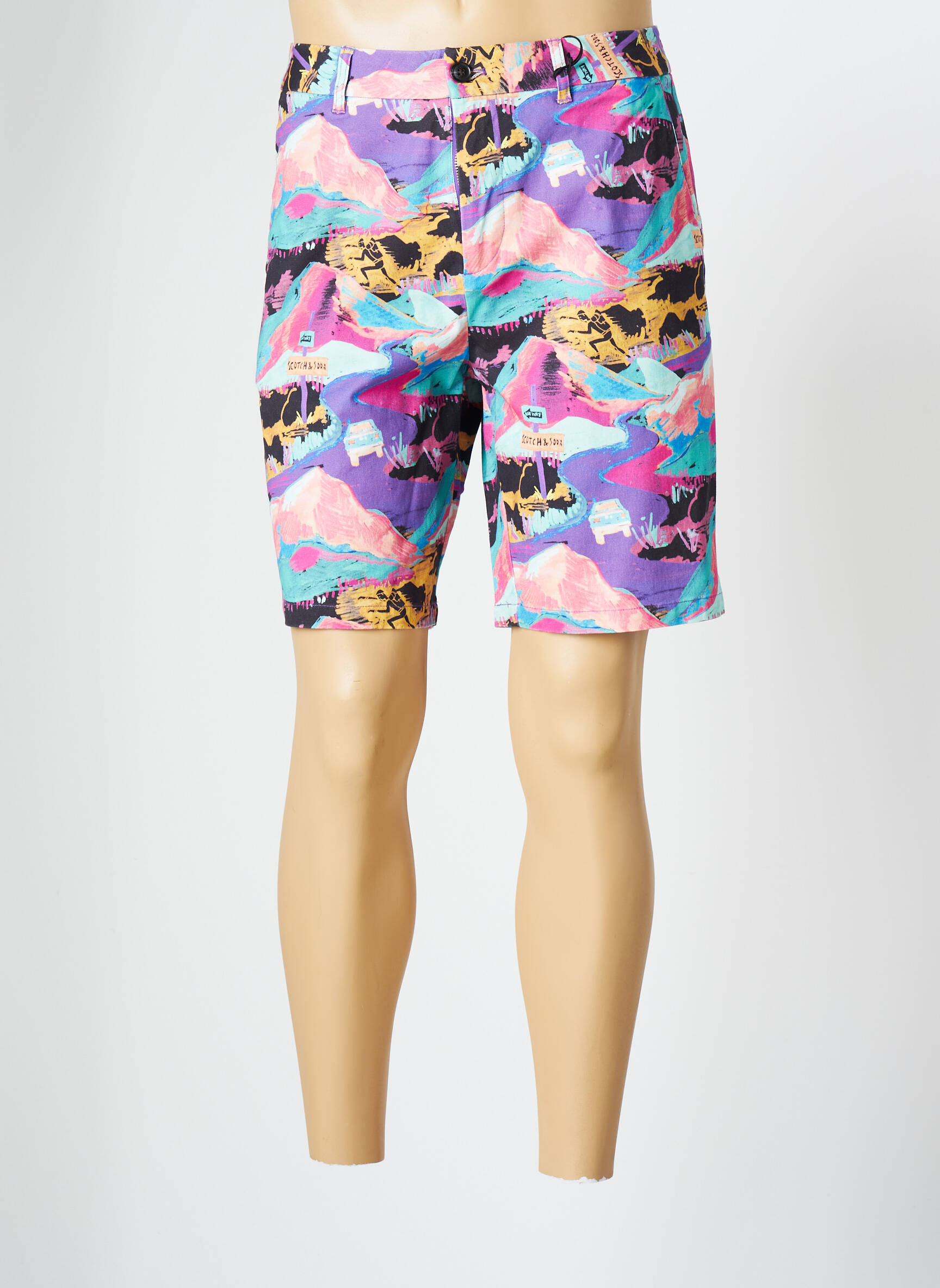 Bermudas popelinos audinys, kuris pasižymi lygiu ir tankiu paviršiumi. normala dydis violetinis SCOTCH & SODA vyras