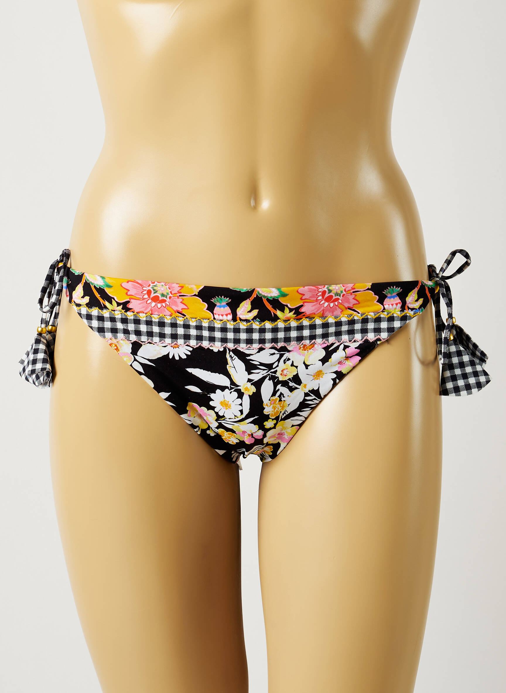 Maudymosi kelnaitės užsegimas su raišteliais bikini juodas BANANA MOON moteris