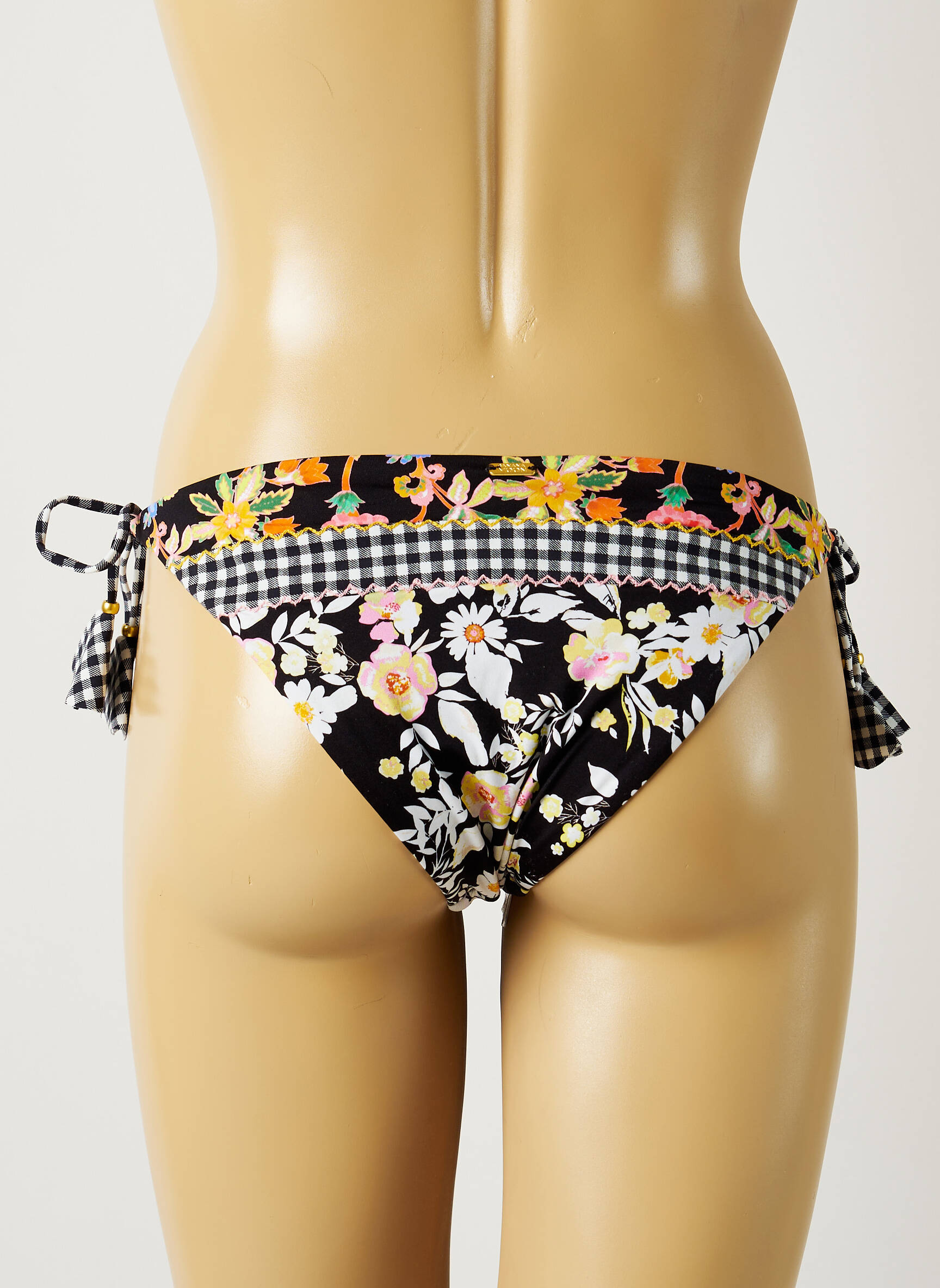 Maudymosi kelnaitės užsegimas su raišteliais bikini juodas BANANA MOON moteris