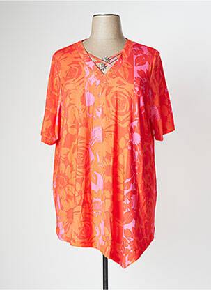 T-marškinys tamprumas trumpas rankovės oranžinė SEMPRE PIU moteris
