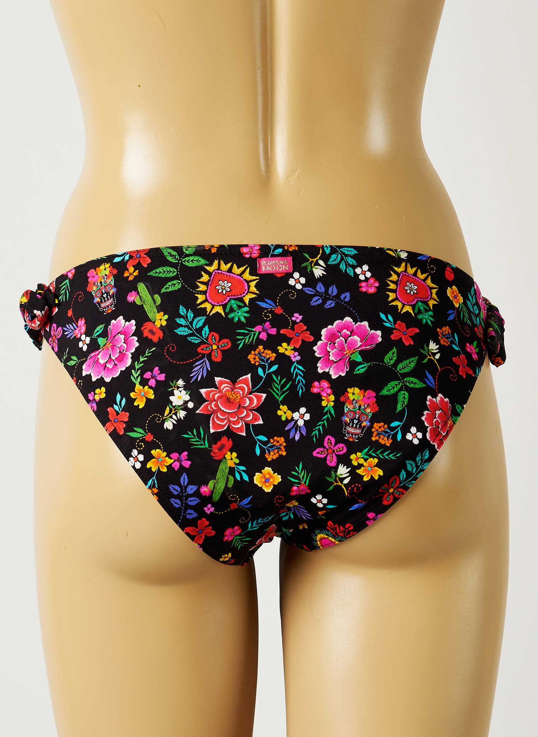Maudymosi kelnaitės gėlių raštas bikini juodas BANANA MOON moteris