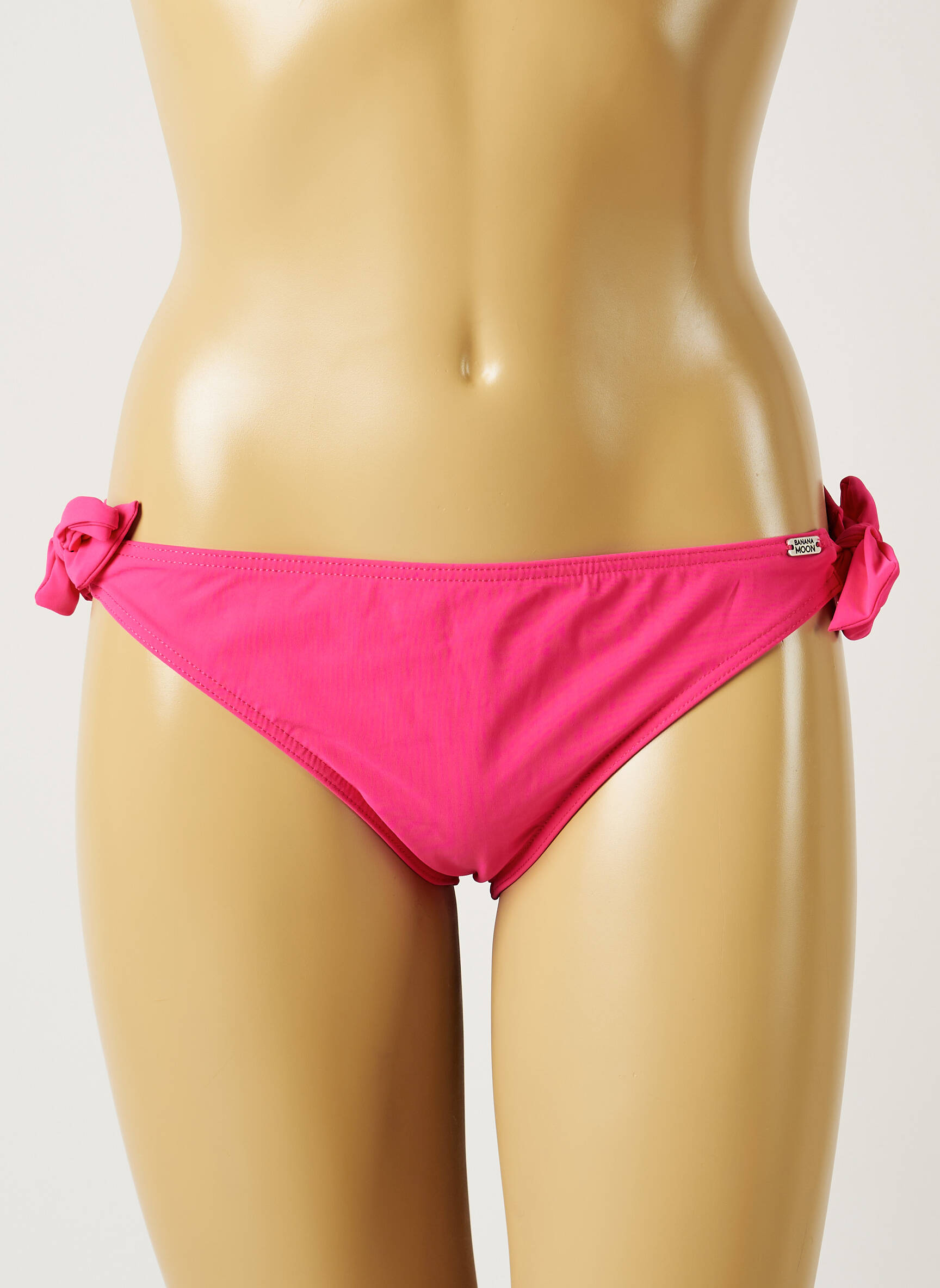 Maudymosi kelnaitės satino efektas bikini rožinė BANANA MOON moteris