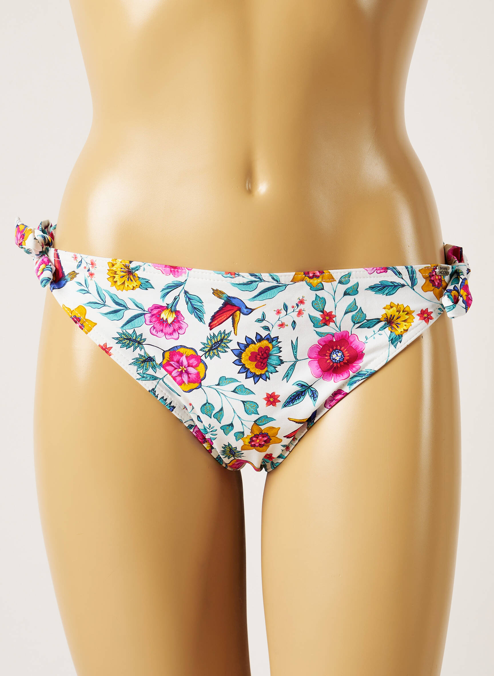 Maudymosi kelnaitės gėlių raštas bikini baltas BANANA MOON moteris