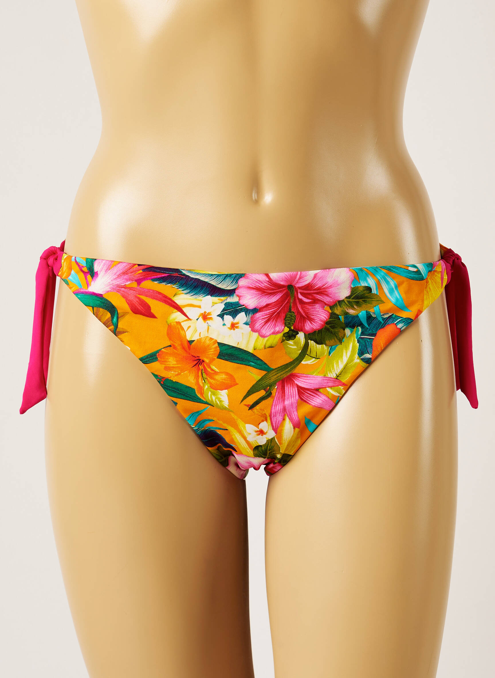Maudymosi kelnaitės gėlių raštas bikini oranžinė BANANA MOON moteris