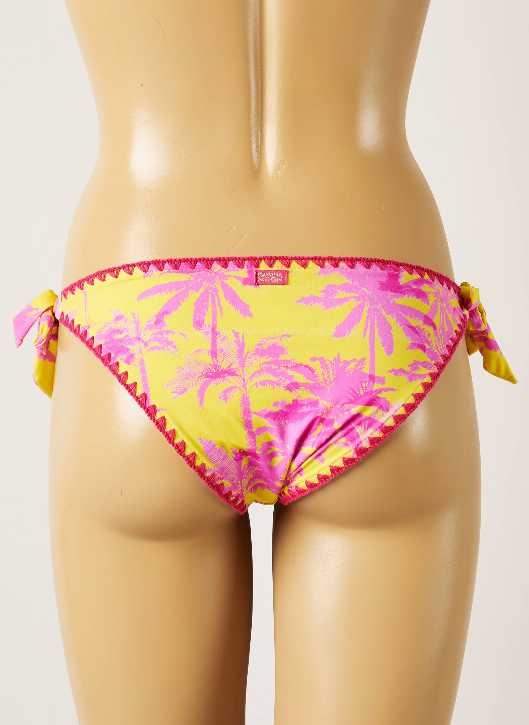 Maudymosi kelnaitės užsegimas su raišteliais bikini rožinė BANANA MOON moteris