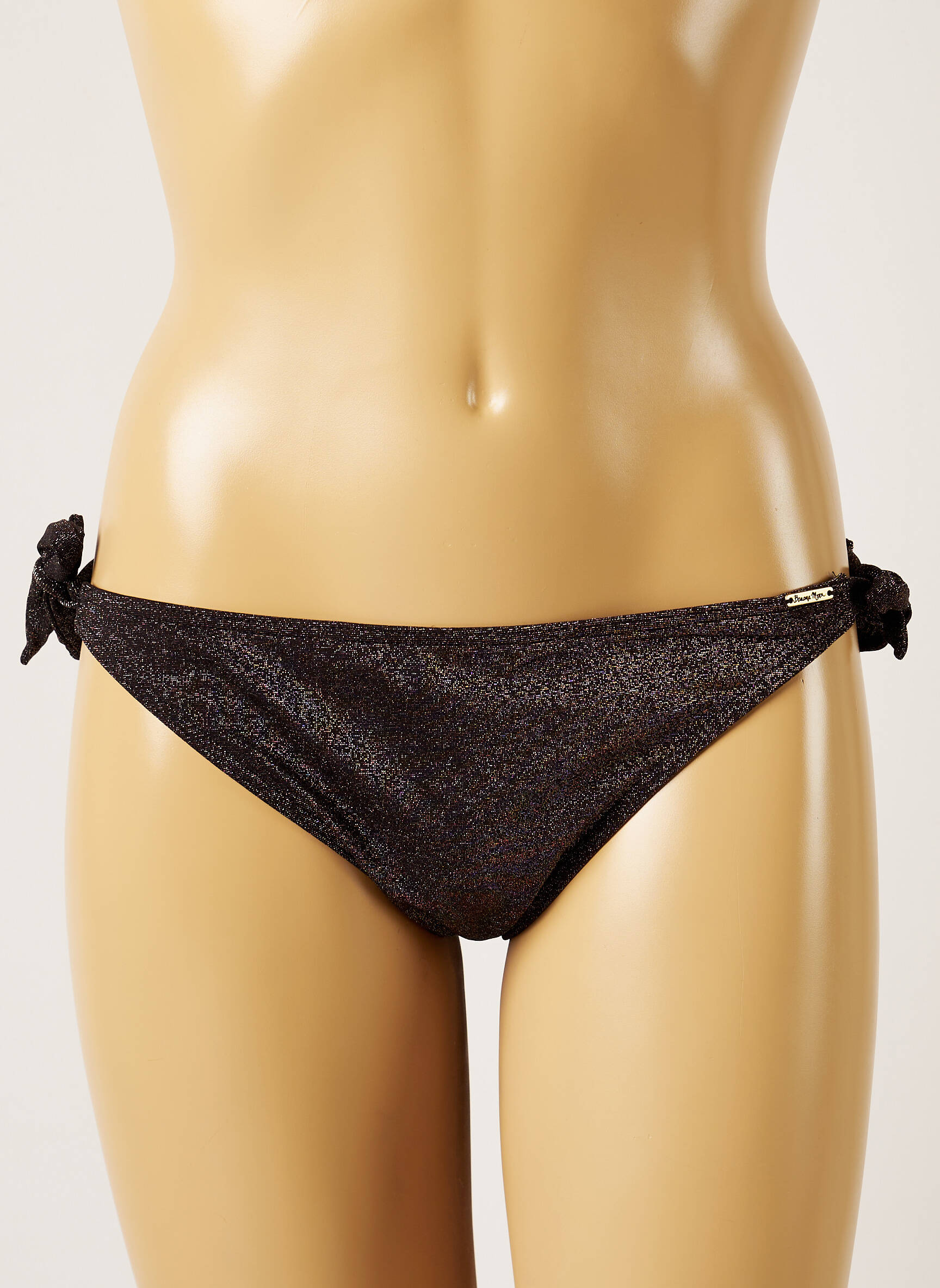 Maudymosi kelnaitės užsegimas su raišteliais bikini juodas BANANA MOON moteris