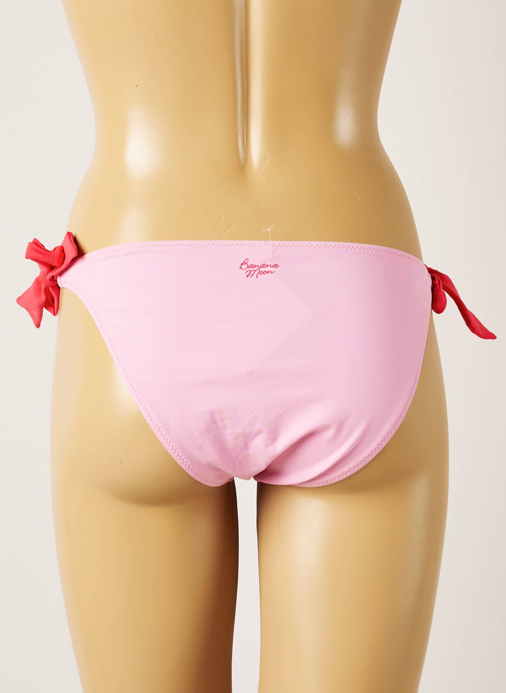 Maudymosi kelnaitės užsegimas su raišteliais bikini rožinė BANANA MOON moteris