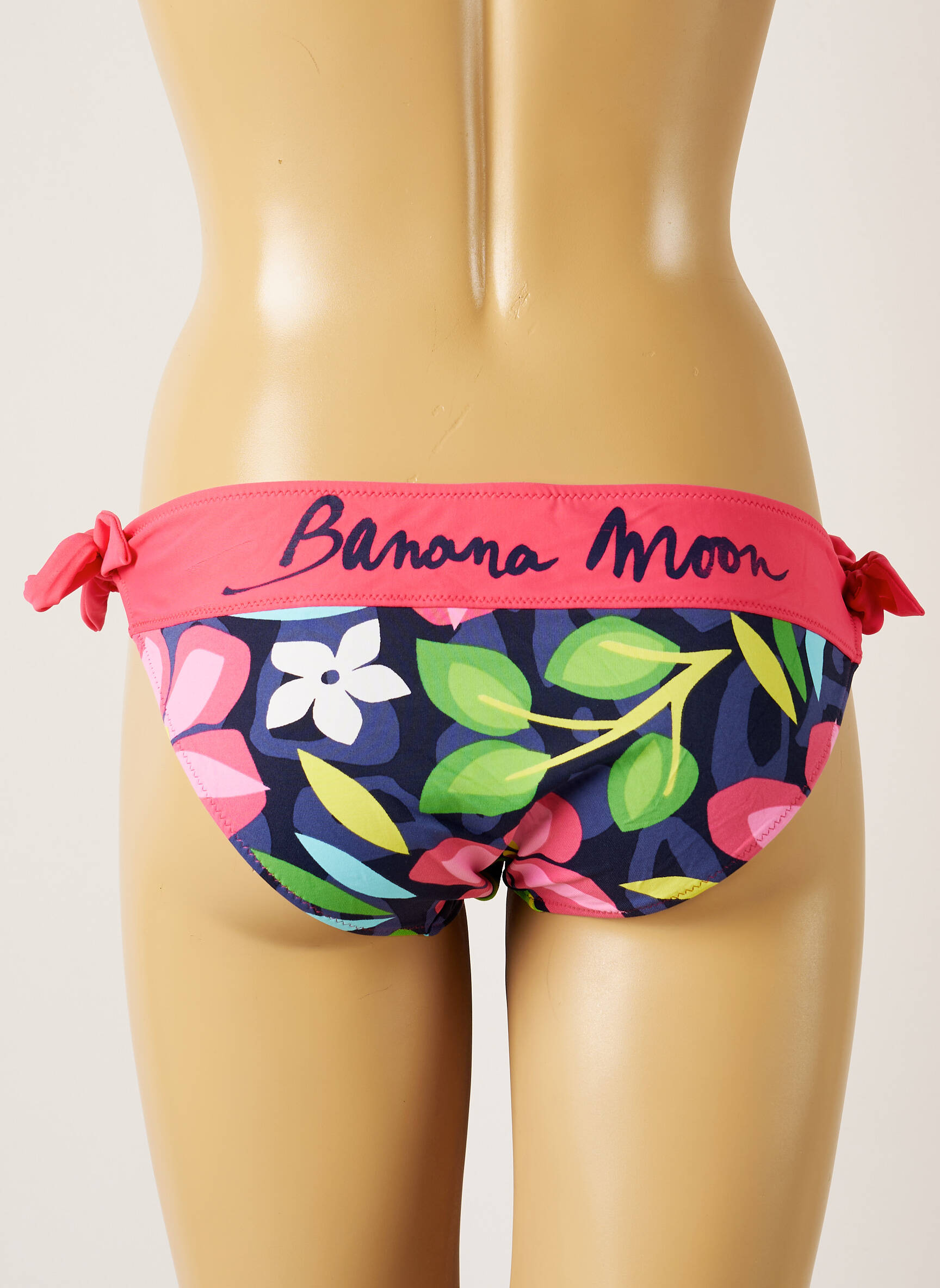Maudymosi kelnaitės užsegimas su raišteliais bikini rožinė BANANA MOON moteris