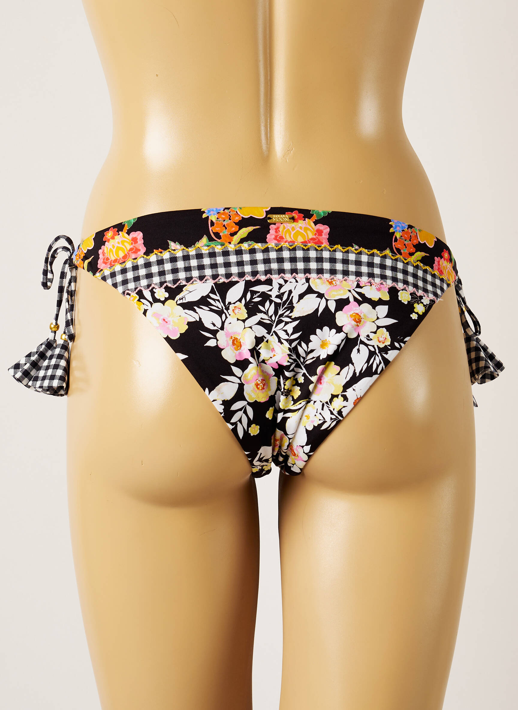 Maudymosi kelnaitės gėlių raštas bikini juodas BANANA MOON moteris