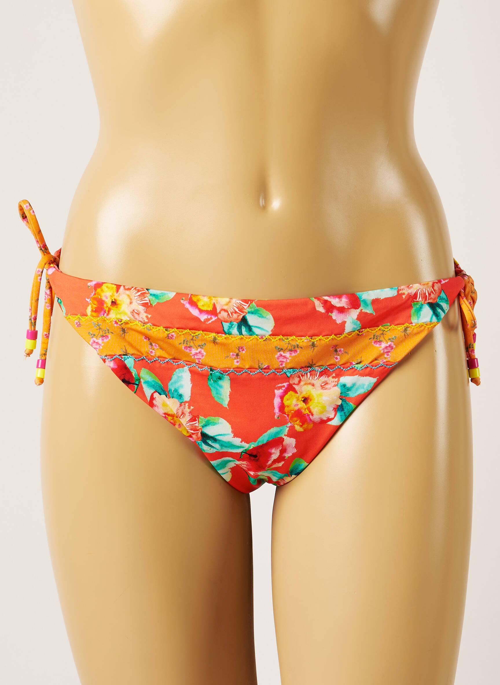 Maudymosi kelnaitės gėlių raštas bikini oranžinė BANANA MOON moteris
