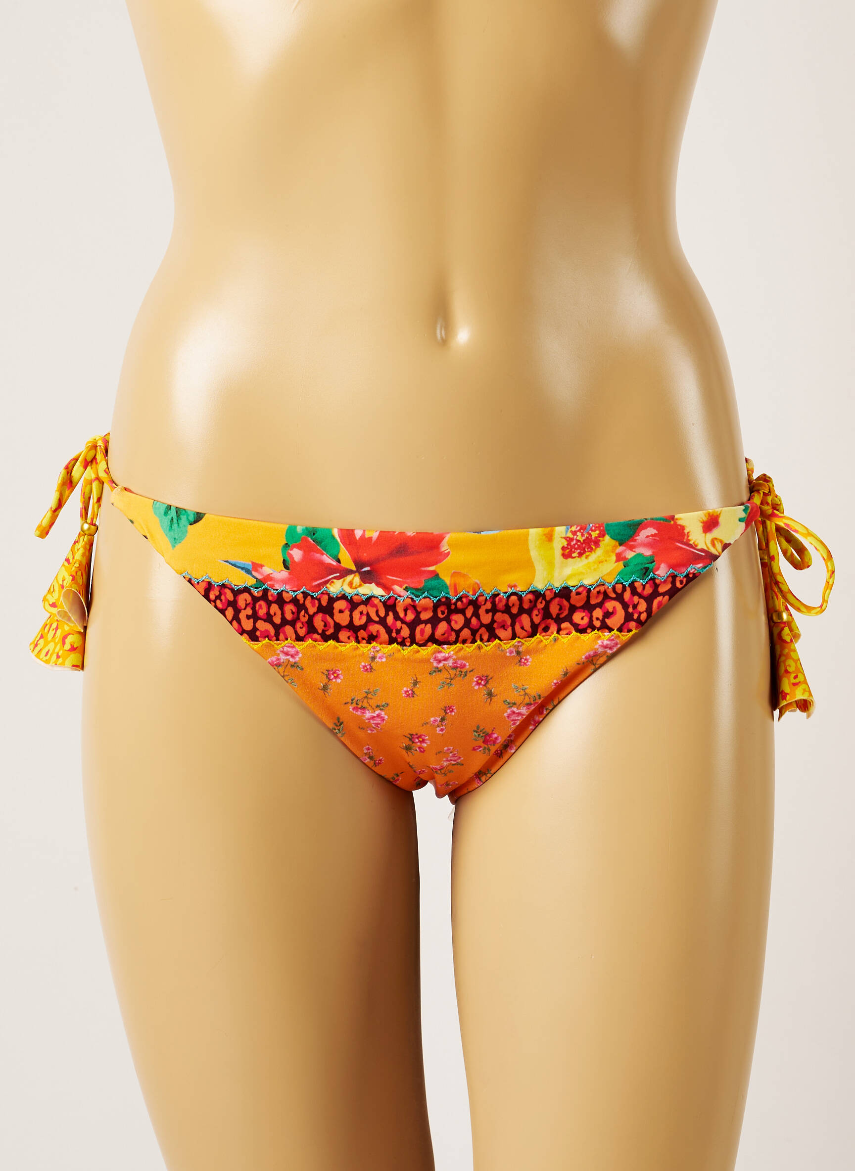 Maudymosi kelnaitės gėlių raštas bikini oranžinė BANANA MOON moteris