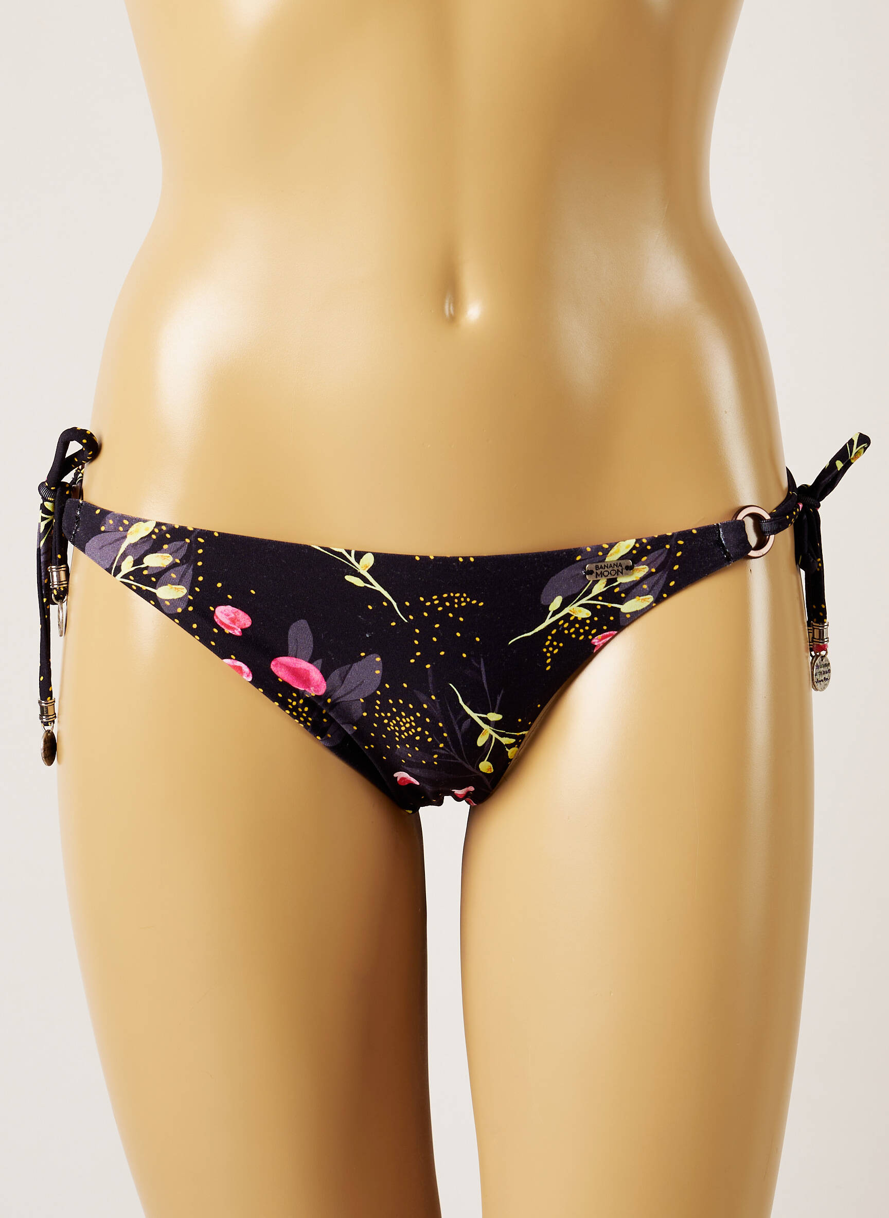 Maudymosi kelnaitės gėlių raštas bikini juodas BANANA MOON moteris