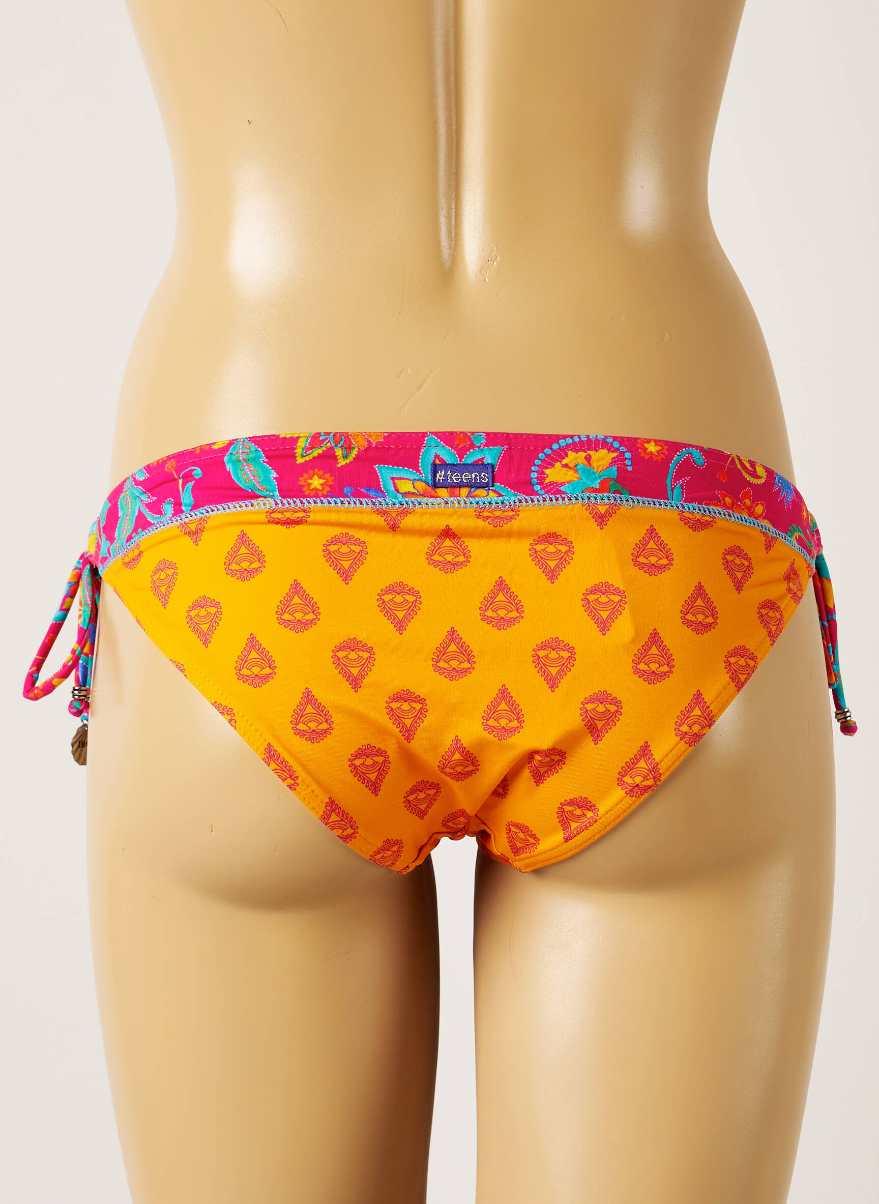 Maudymosi kelnaitės užsegimas su raišteliais bikini oranžinė BANANA MOON moteris